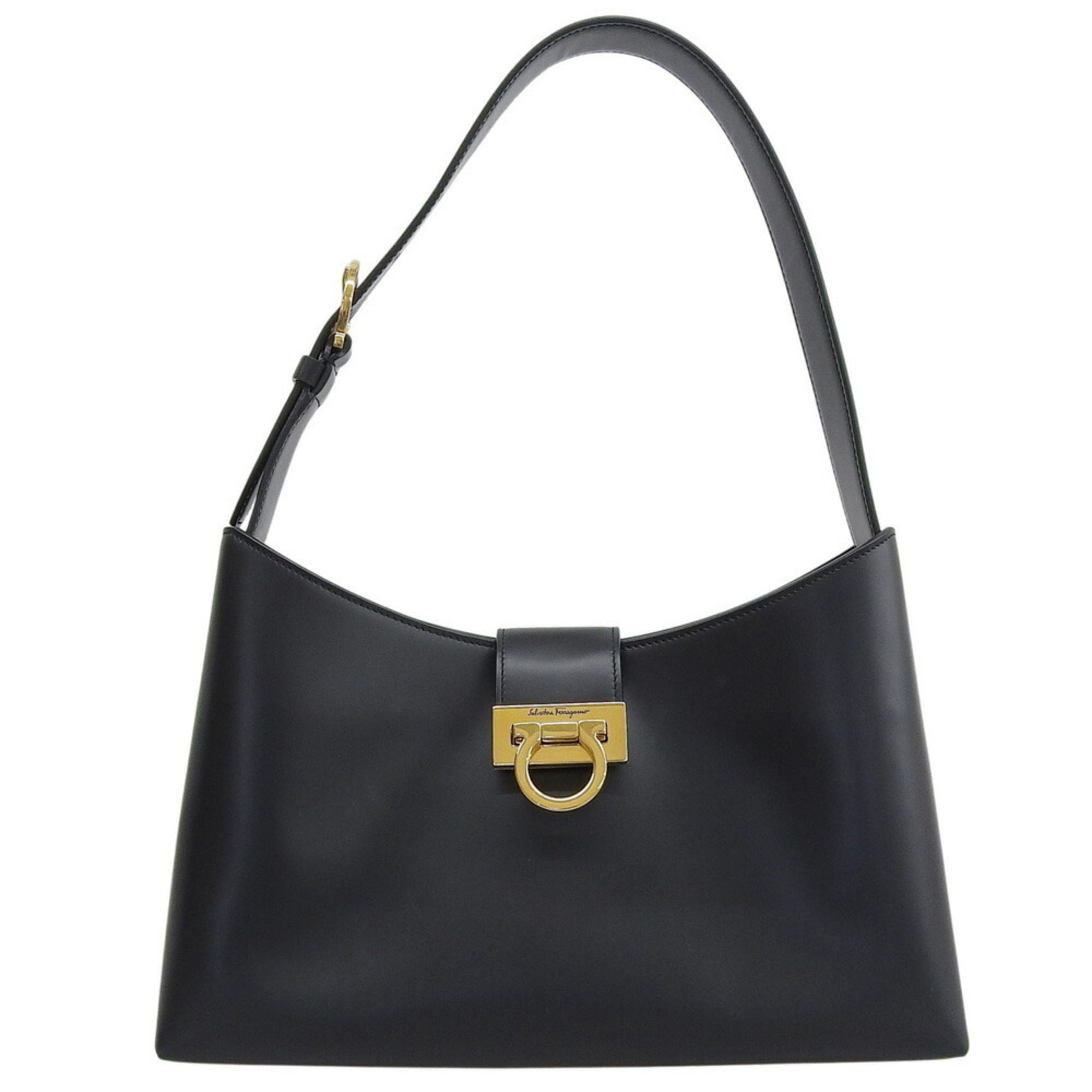 Salvatore Ferragamo Black Leather Shoulder Bag (Pre-Owned)