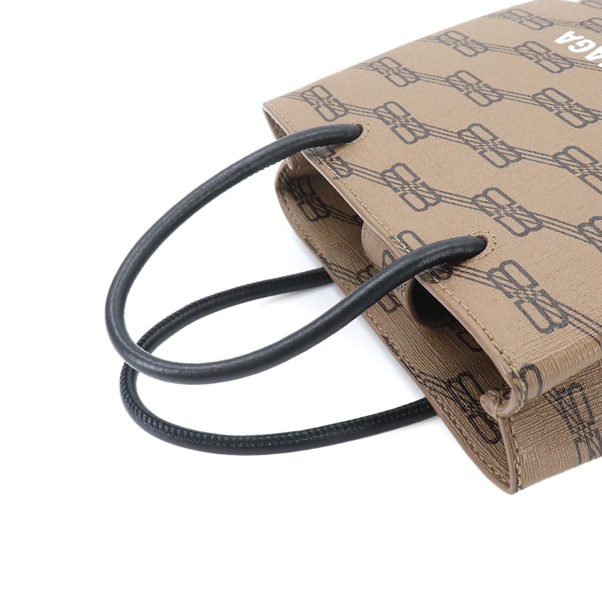 Balenciaga Black Brown White Pvc Leather Shopping Bag (Pre-Owned)