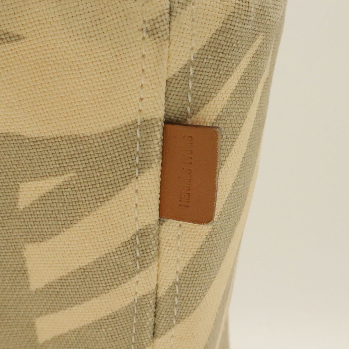 Hermes Gray Ivory Orange Canvas Handbag Tote Bag (Pre-Owned)