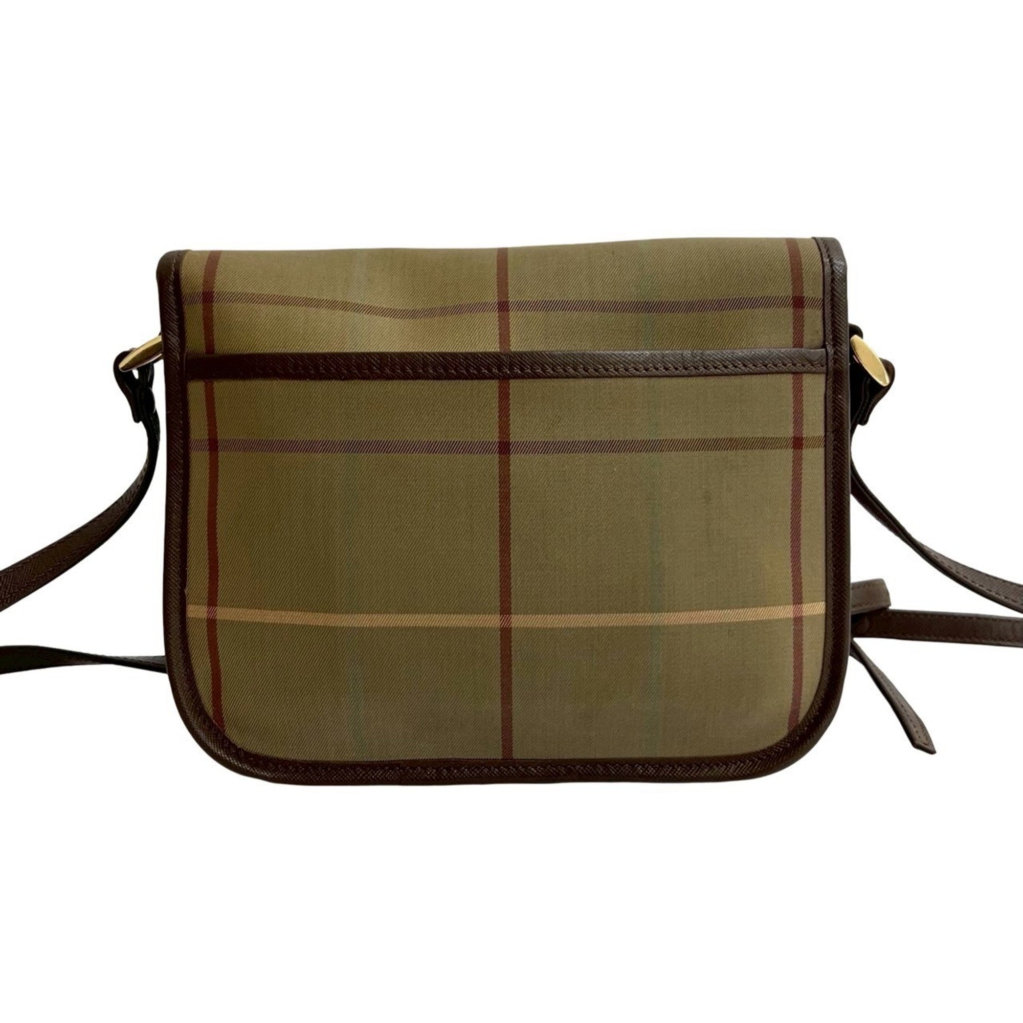 Burberry Brown Khaki Canvas Leather Shoulder Bag (Pre-Owned)