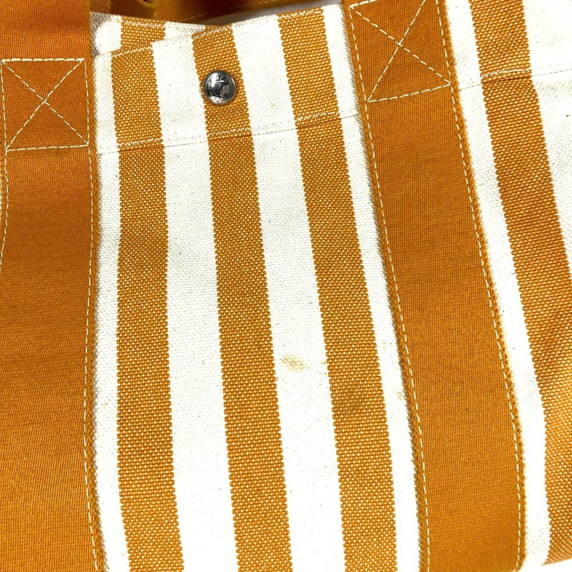 Hermes White Yellow Cotton Handbag Pouch Tote Bag (Pre-Owned)