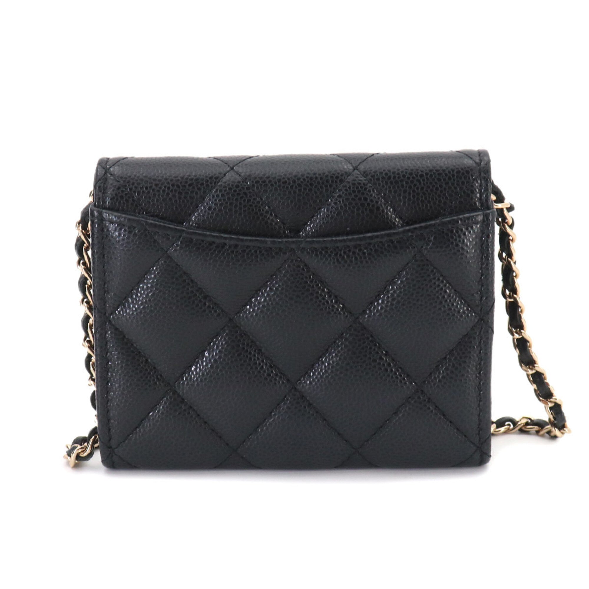 Chanel Matelasse Black Grained Calfskin Coin Purse/Coin Case (Pre-Owned)