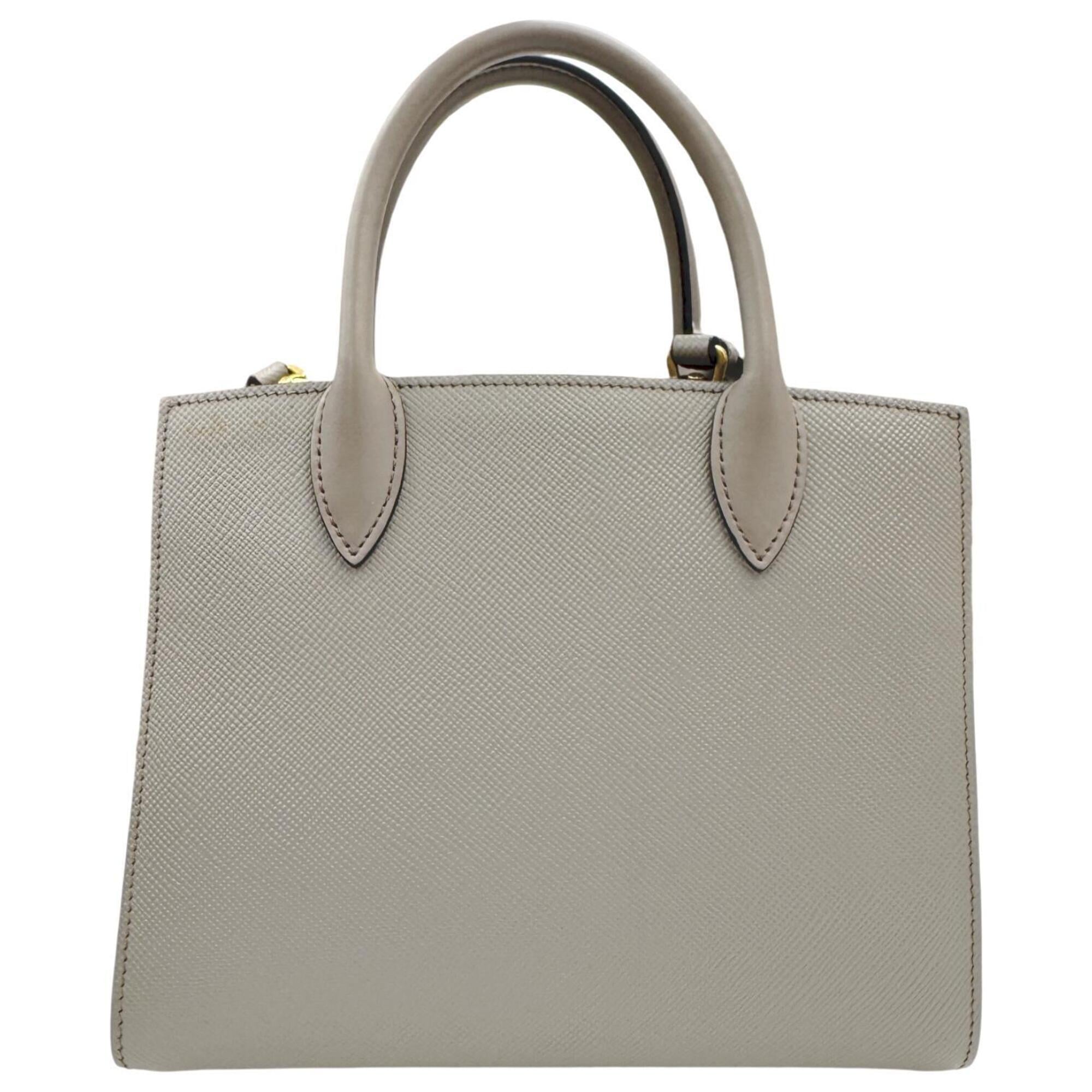 Prada Gray Leather Handbag Shoulder Bag (Pre-Owned)