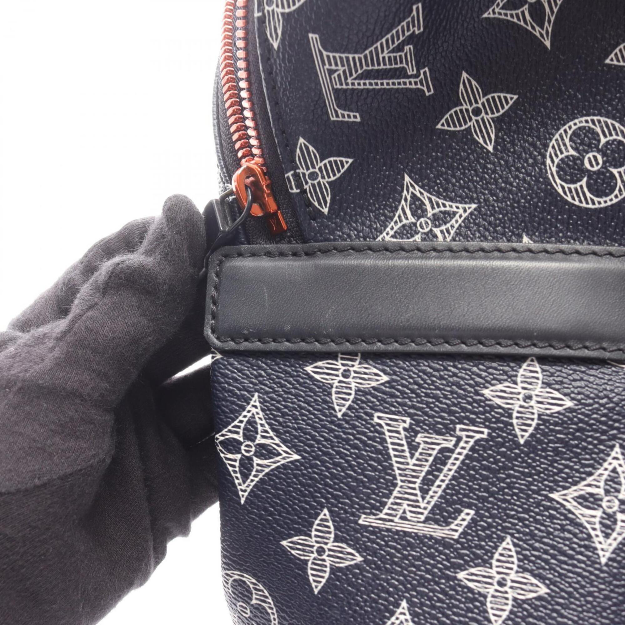 Louis Vuitton Black Red Color White Coated Canvas Leather Backpack (Pre-Owned)