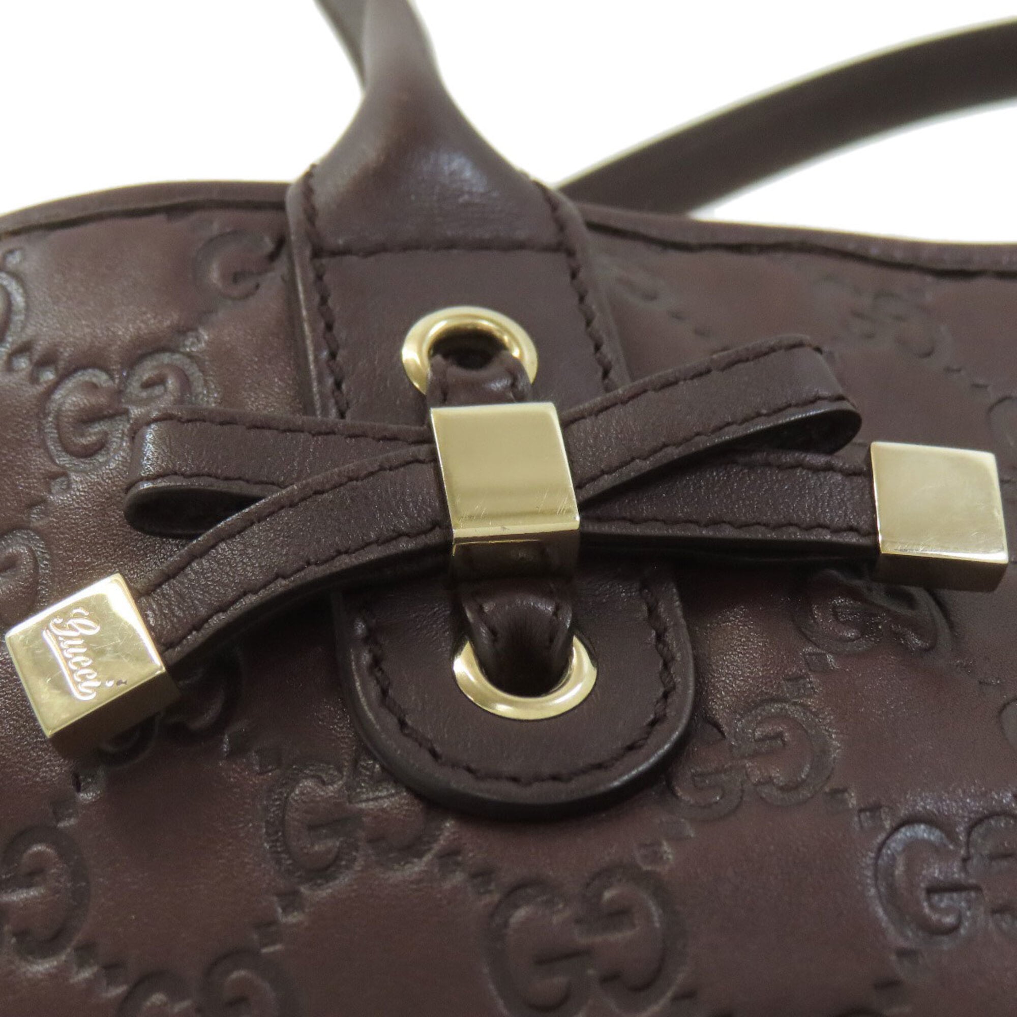Gucci Dark Brown Leather Tote Bag (Pre-Owned)