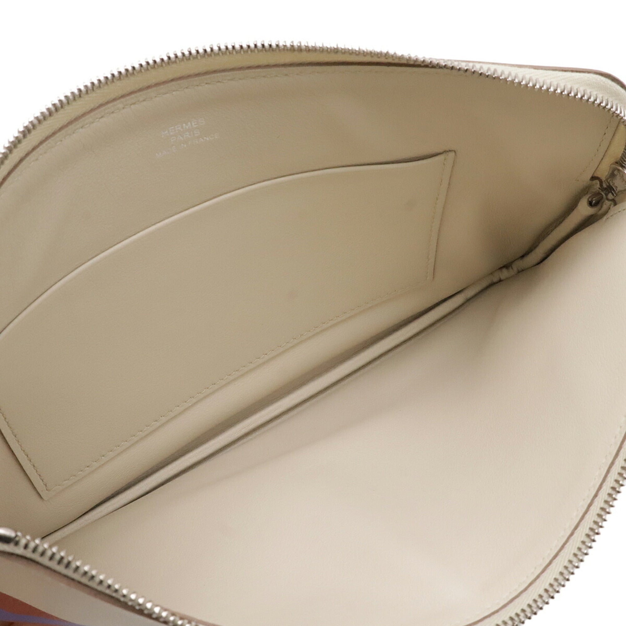 Hermes Beige Leather Clutch Bag Handbag Pouch (Pre-Owned)