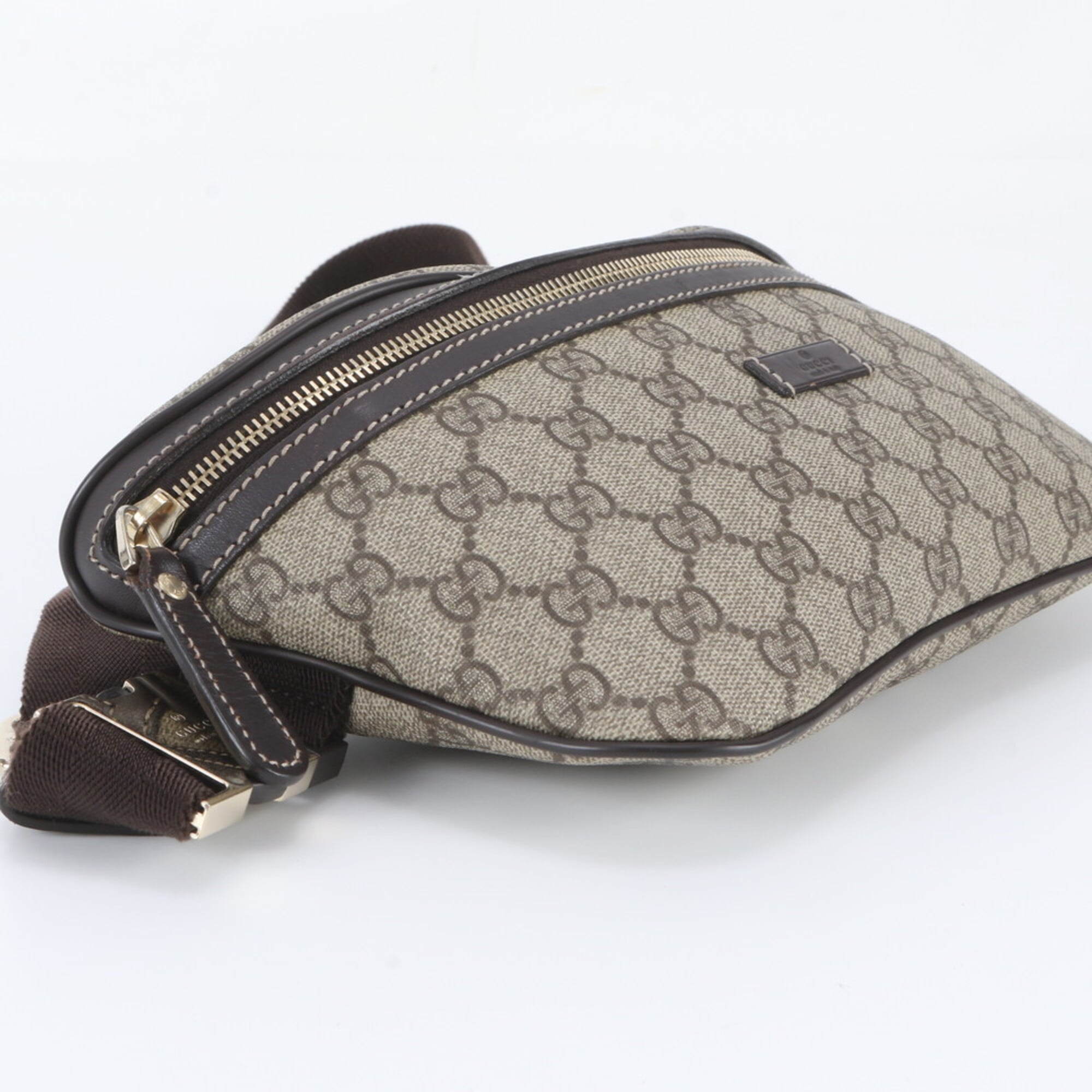 Gucci Brown Leather Coated Canvas Pouch Shoulder Bag Sling Bag (Pre-Owned)