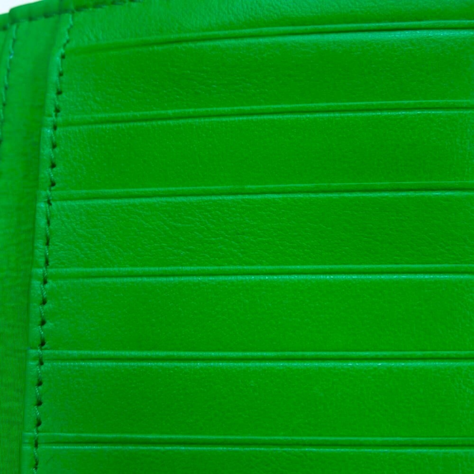 Bottega Veneta Green Leather Long Wallet (Bi-Fold) (Pre-Owned)