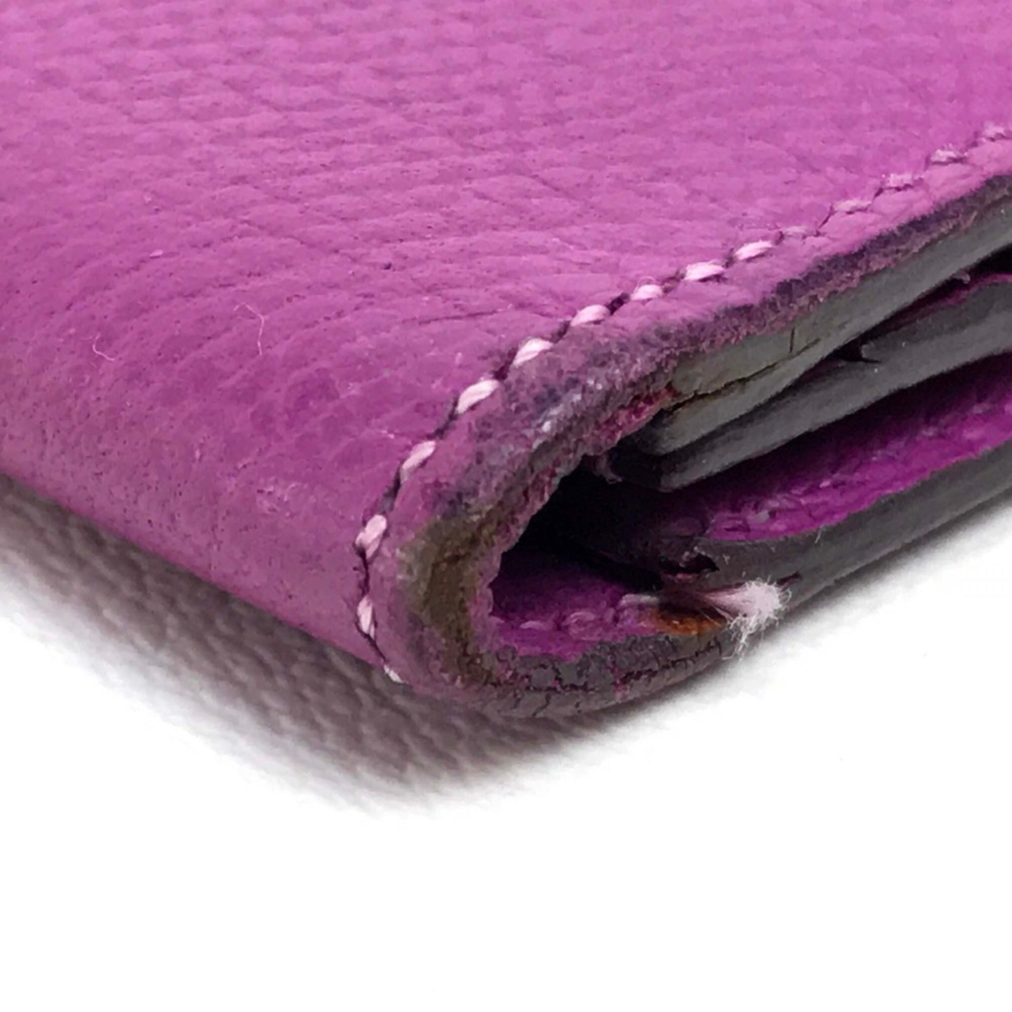 Hermes Purple Leather Long Wallet (Bi-Fold) (Pre-Owned)