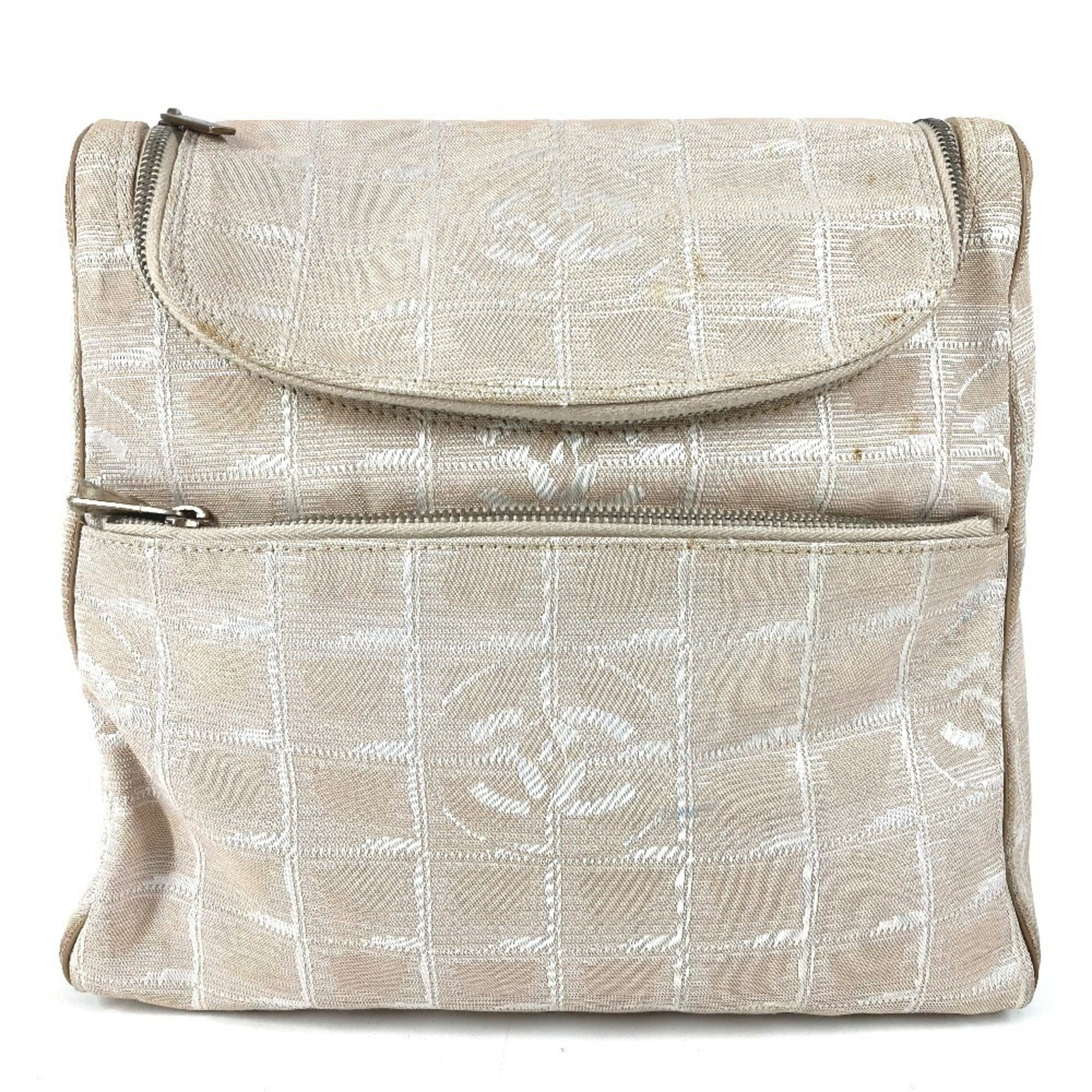 Chanel New Travel Line Beige Nylon Leather Backpack (Pre-Owned)