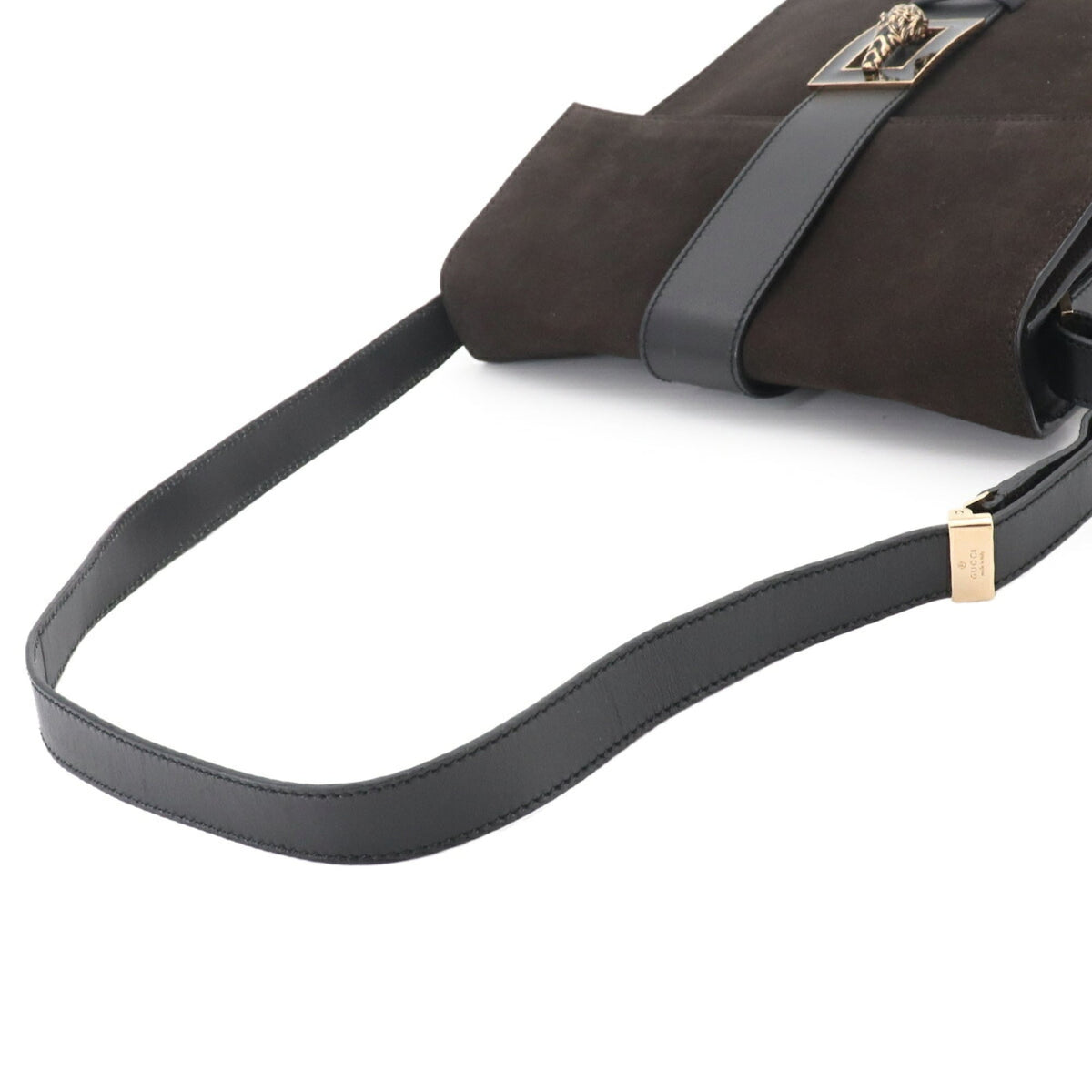 Gucci Black Brown Suede Leather Shoulder Bag (Pre-Owned)