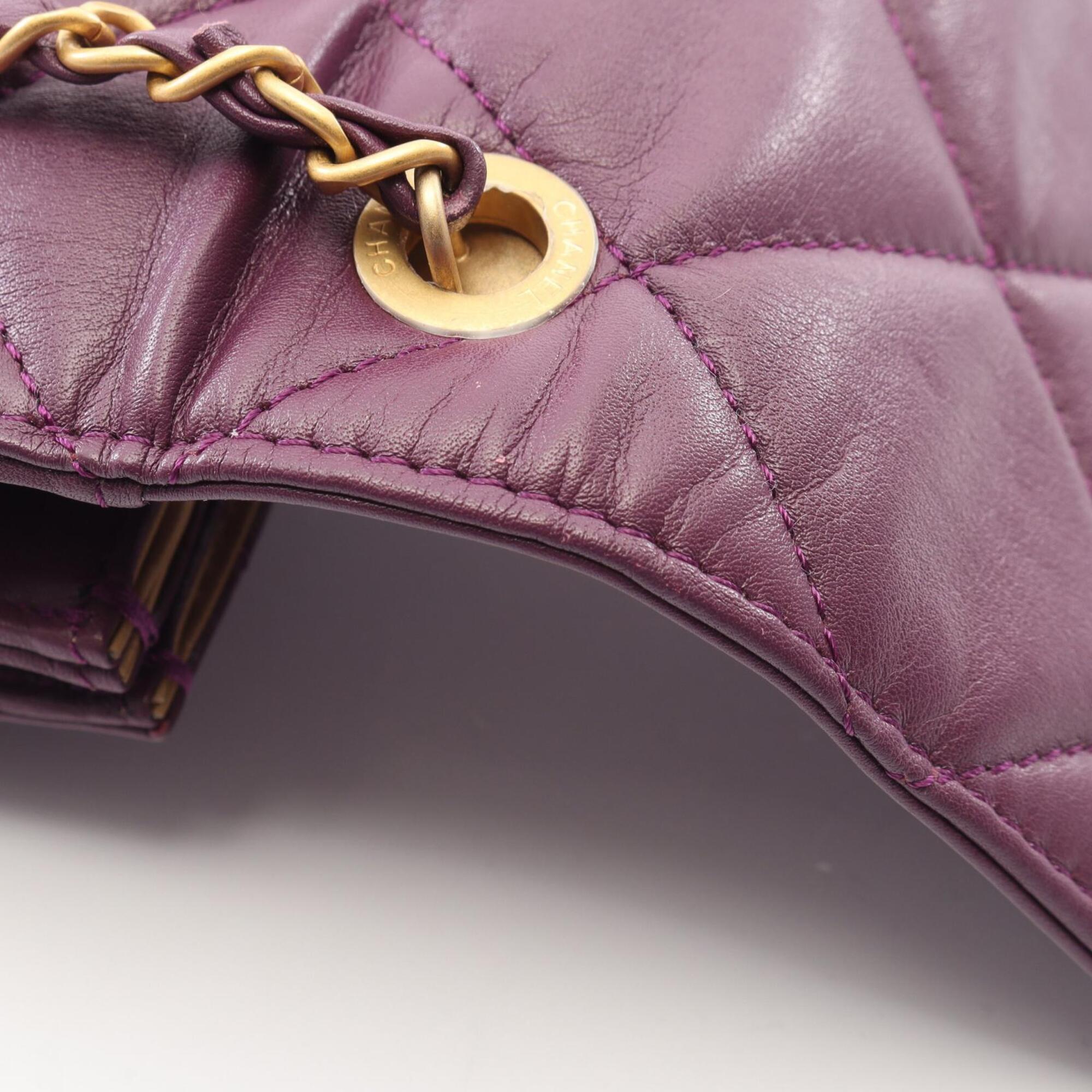 Chanel Purple Leather Handbag Shoulder Bag (Pre-Owned)