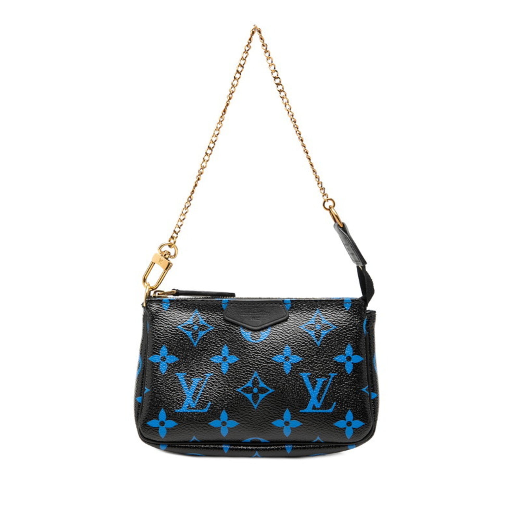 Louis Vuitton Black Blue Noir Pvc Leather Handbag Pochette Pouch (Pre-Owned)