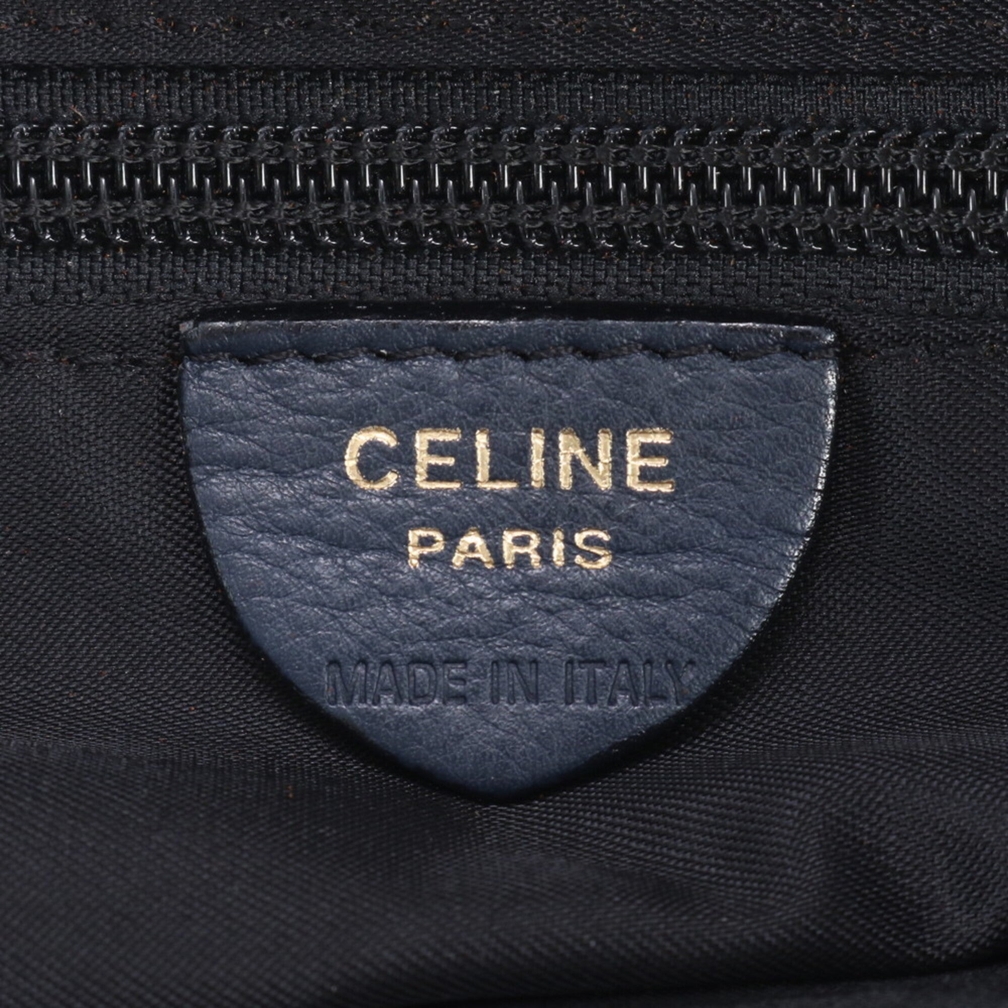 Celine Navy Leather Nylon Handbag Tote Bag (Pre-Owned)