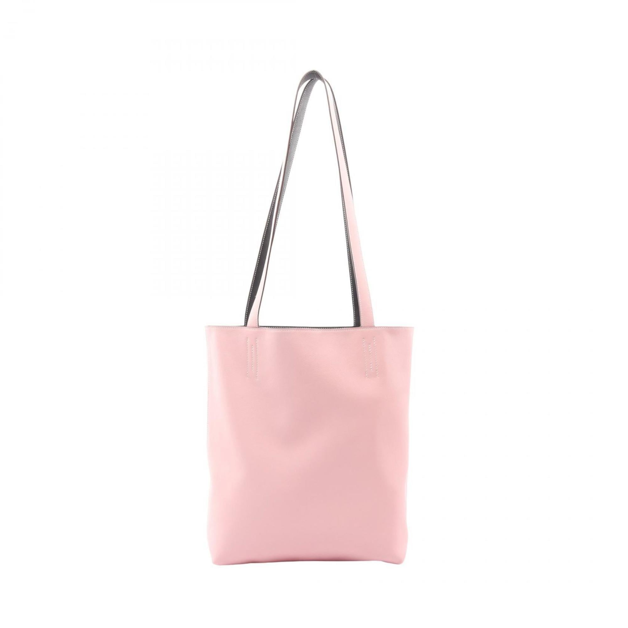 Hermes Black Ebene Pink Leather Tote Bag (Pre-Owned)