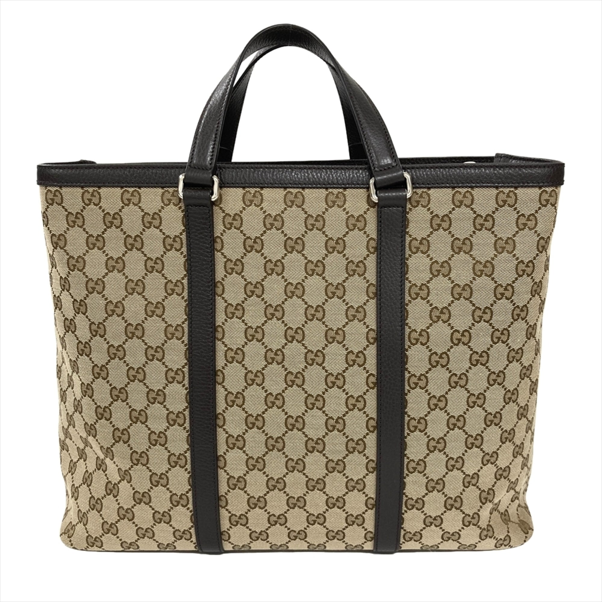 Gucci Beige Gg Canvas Leather Tote Bag (Pre-Owned)