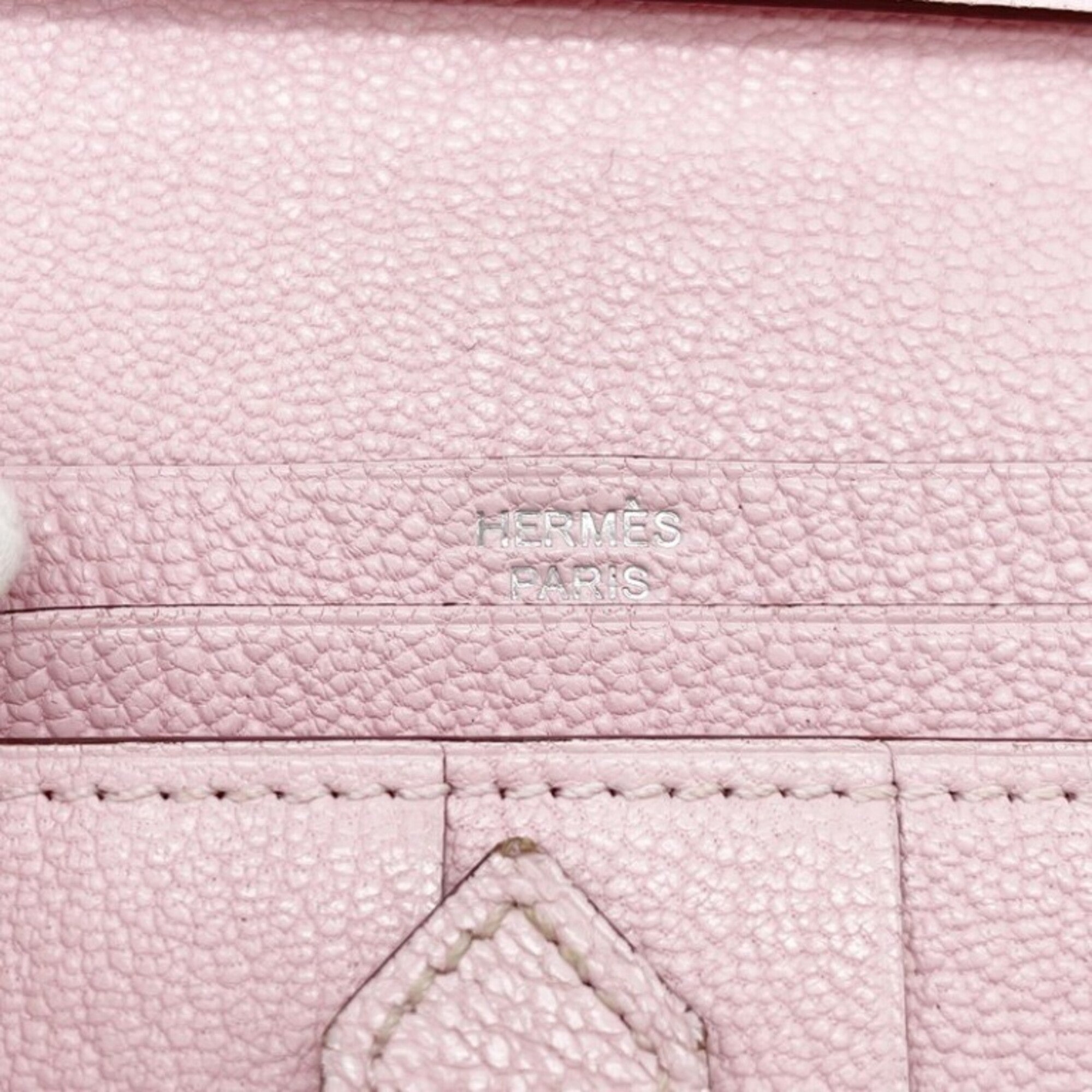 Hermes Rose Sakura Chevre Leather Long Wallet (Bi-Fold) (Pre-Owned)