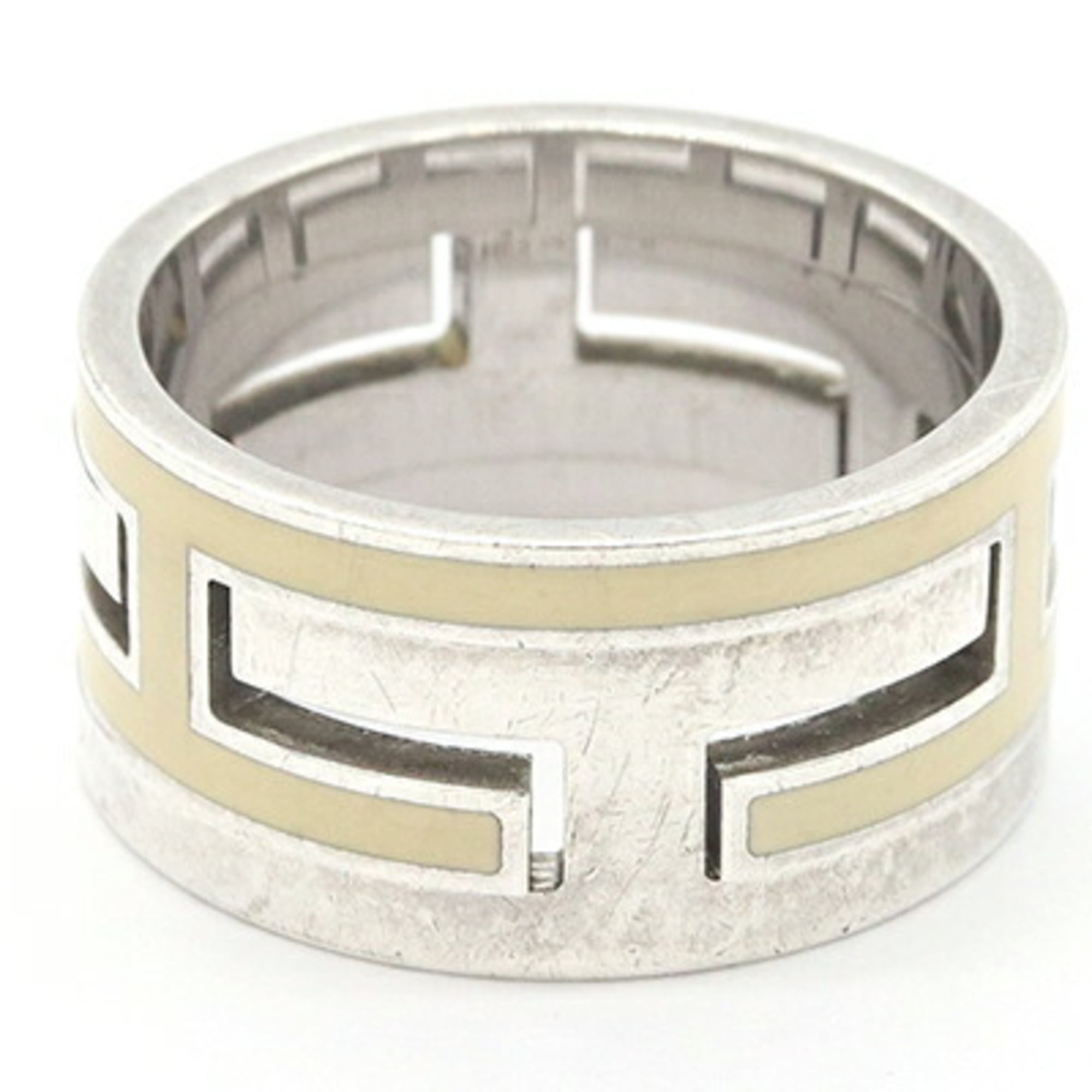 Hermes Silver Cream Sterling Silver 925 Band Ring (Pre-Owned)