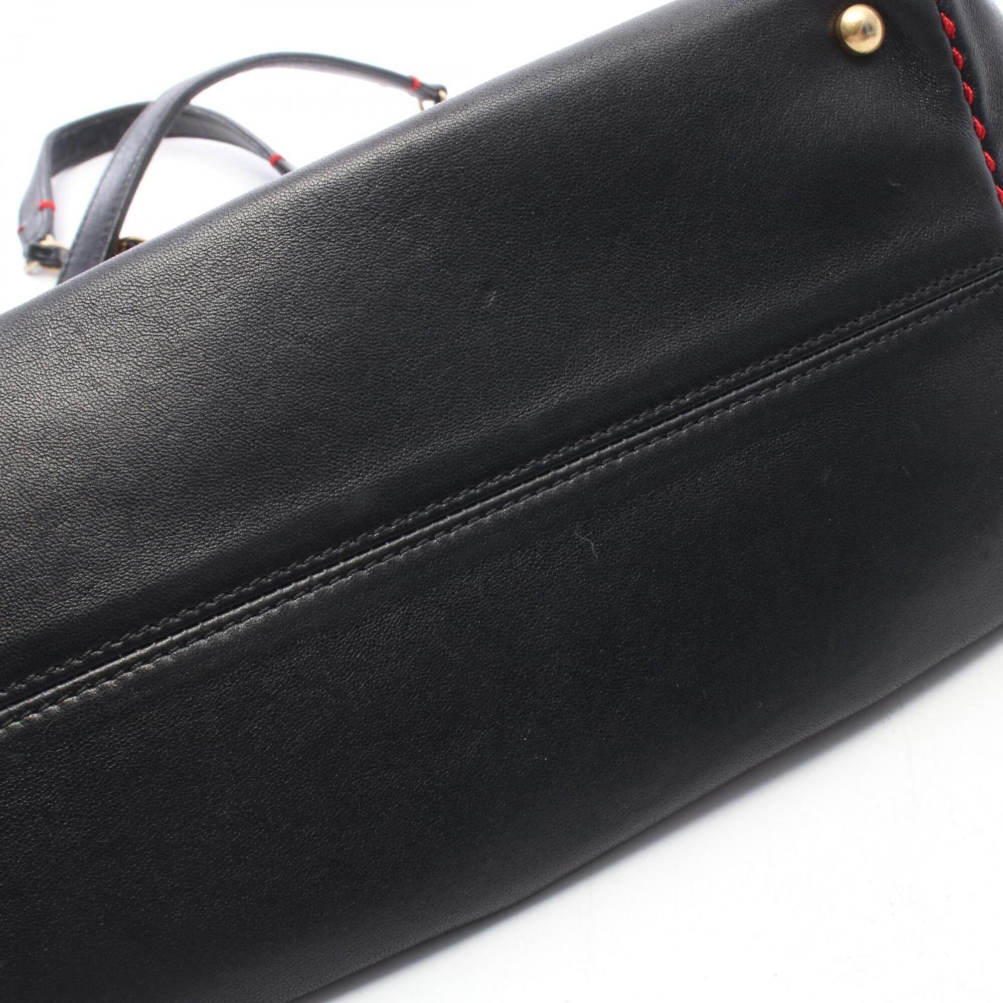 Chanel Black Red Color Leather Handbag Shoulder Bag (Pre-Owned)