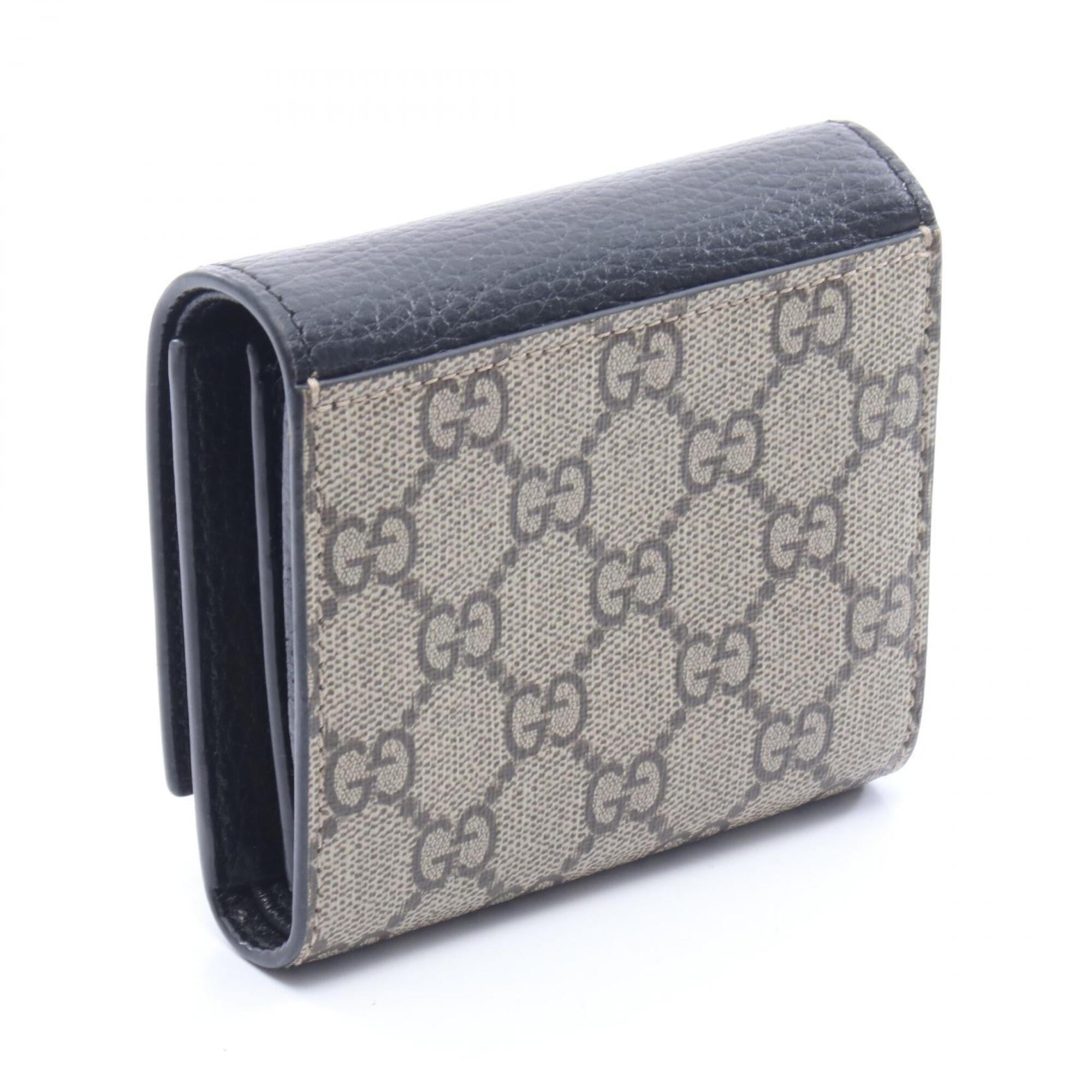 Gucci Beige Black Brown Coated Canvas Leather Wallet (Bi-Fold) (Pre-Owned)