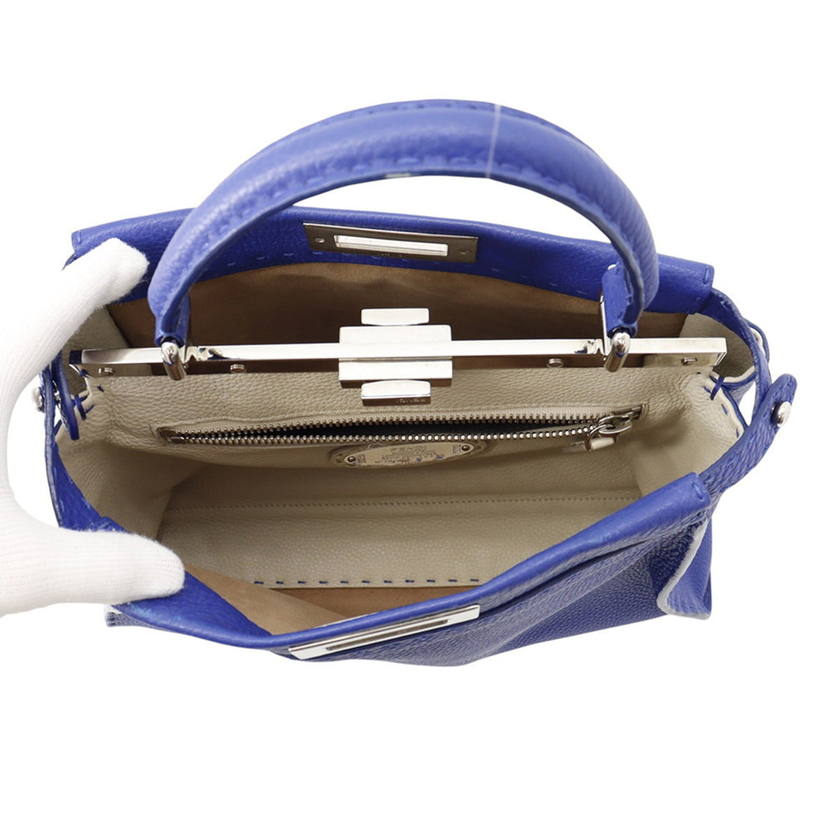 Fendi Blue Leather Handbag Shoulder Bag (Pre-Owned)