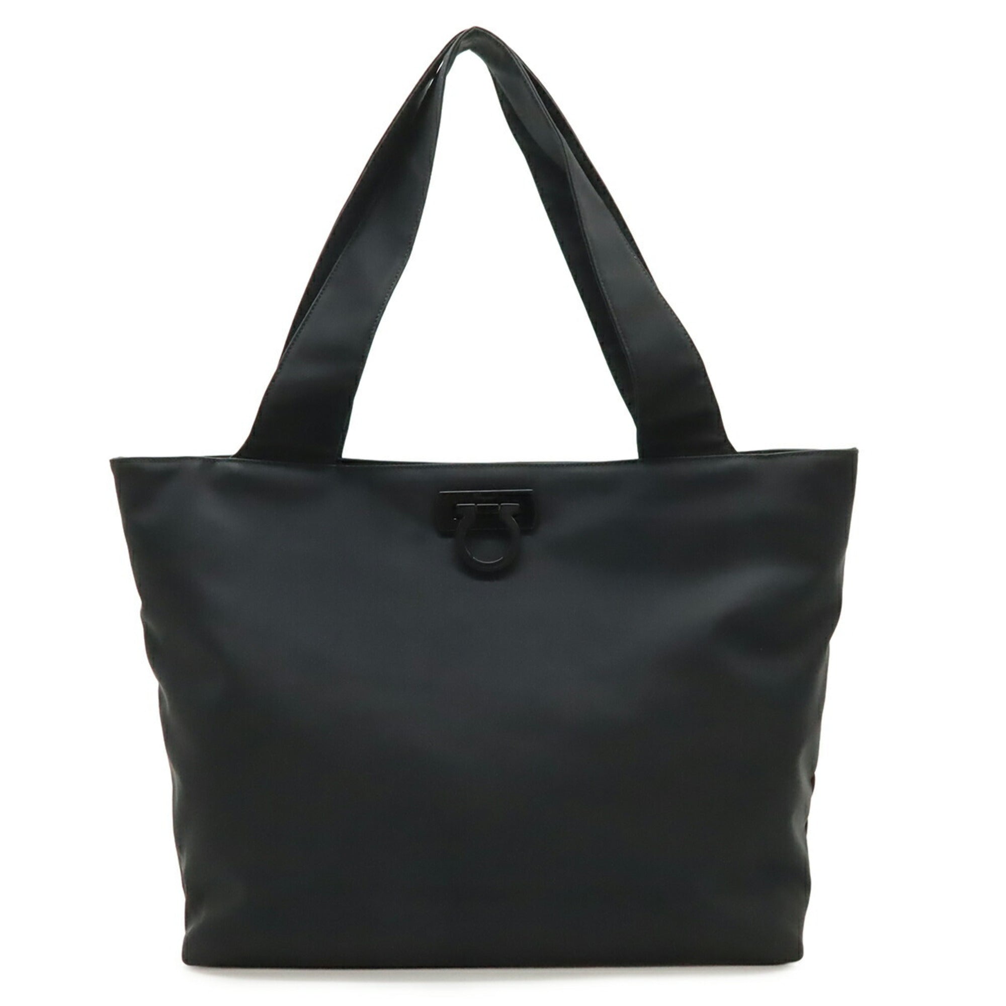 Salvatore Ferragamo Gancini Black Nylon Shoulder Bag Tote Bag (Pre-Owned)