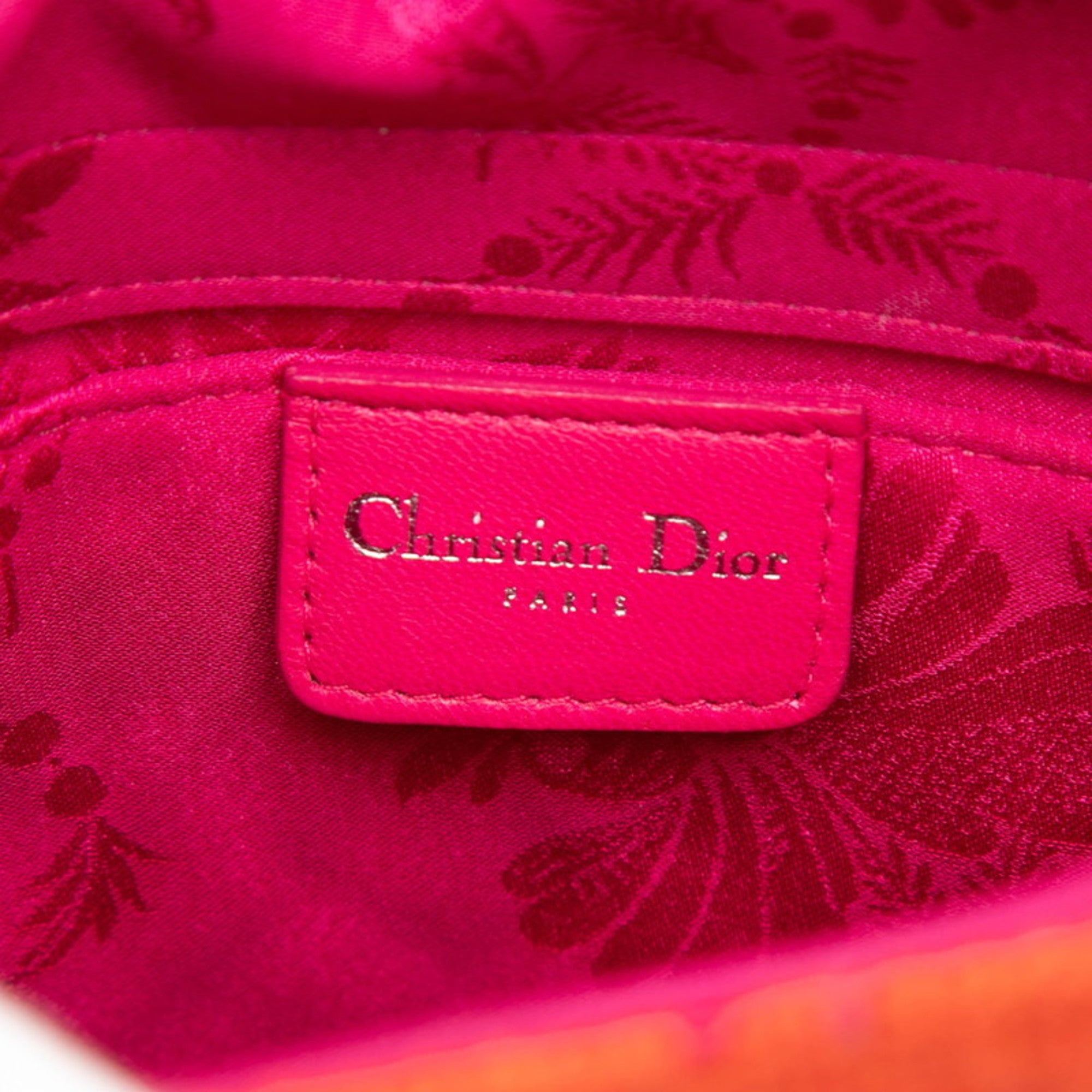 Christian Dior Orange Pink Tweed Handbag (Pre-Owned)