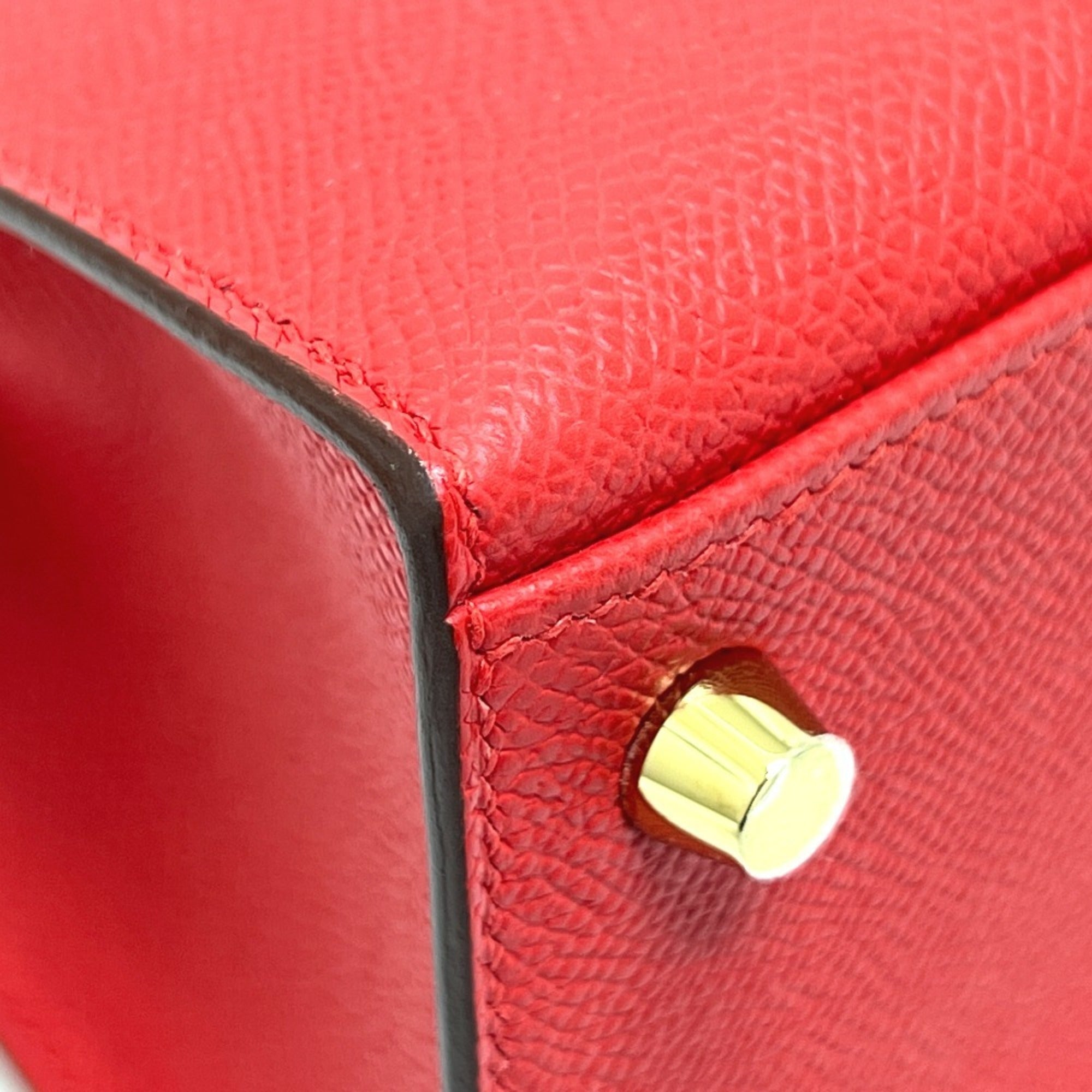 Hermes Kelly Red Color Epsom Leather Handbag (Pre-Owned)