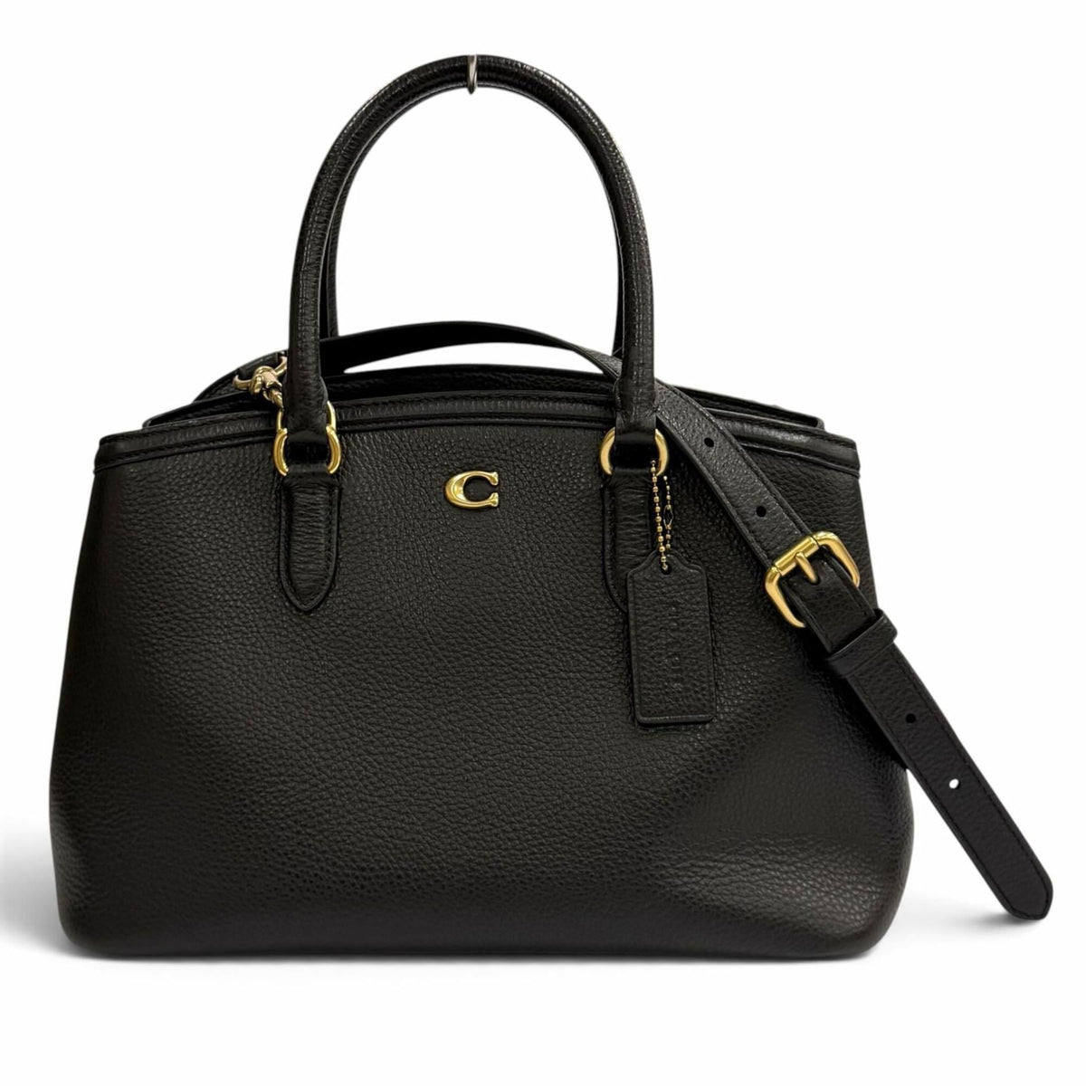 Coach Black Leather Shoulder Bag Tote Bag (Pre-Owned)