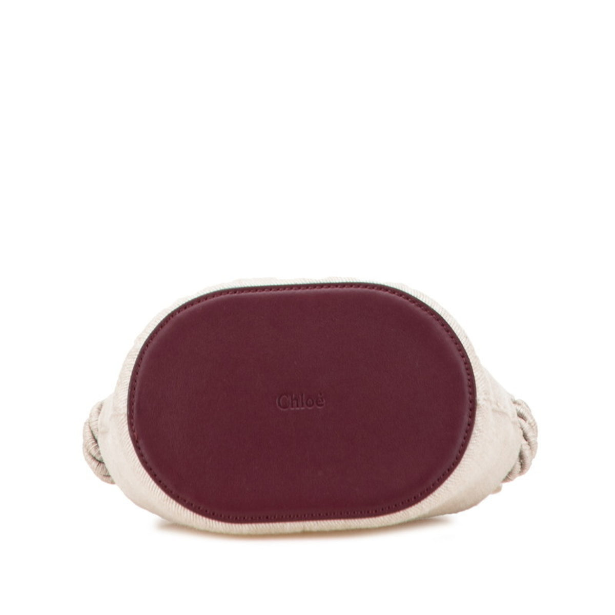 Chloé Beige Wine Leather Linen Shoulder Bag (Pre-Owned)