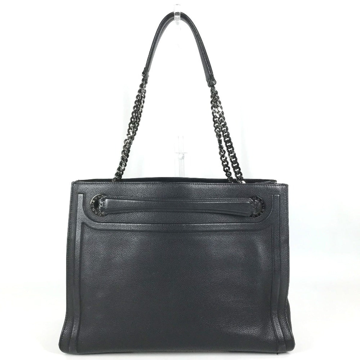 Bvlgari Black Leather Shoulder Bag Tote Bag (Pre-Owned)