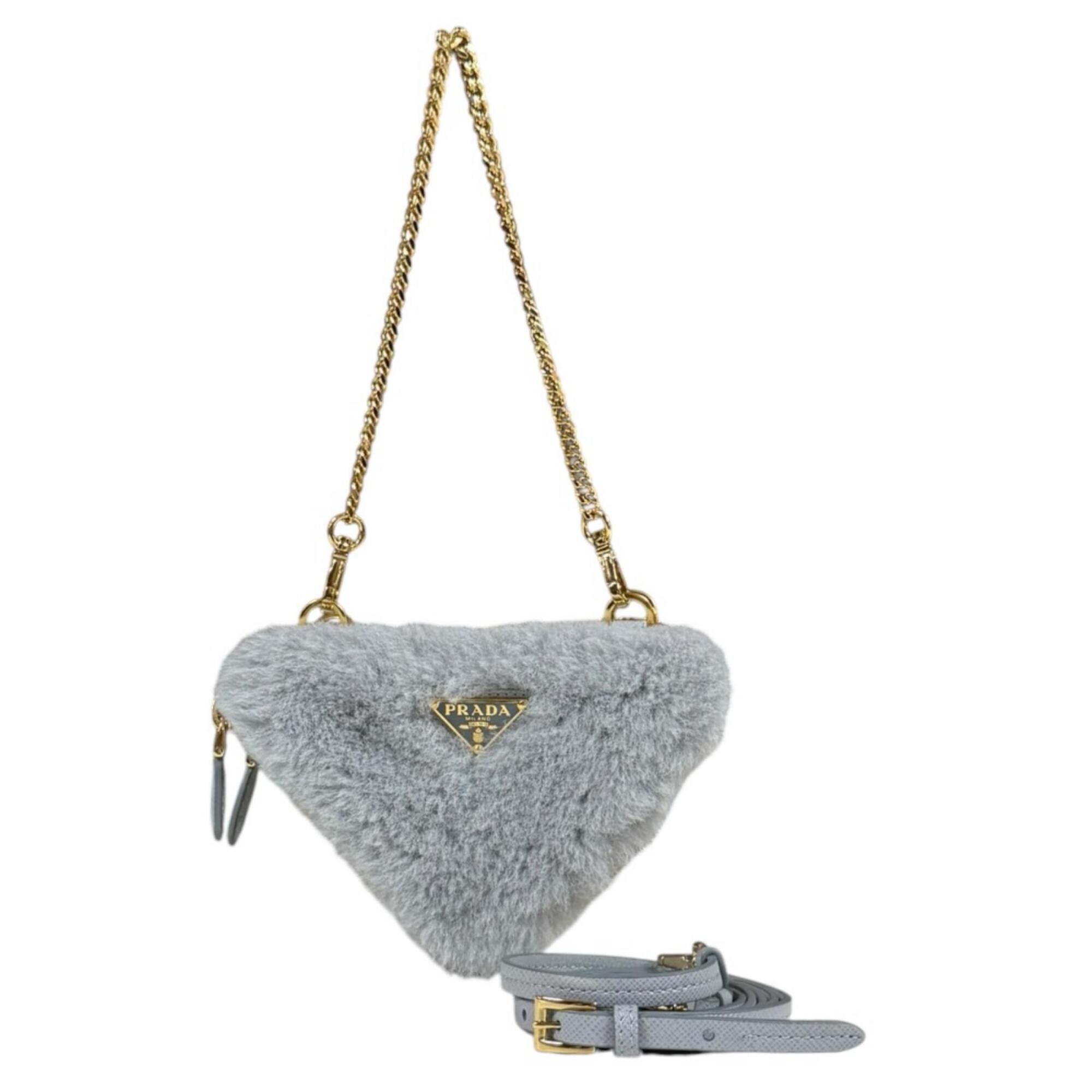Prada Saffiano Gray Leather Shoulder Bag (Pre-Owned)