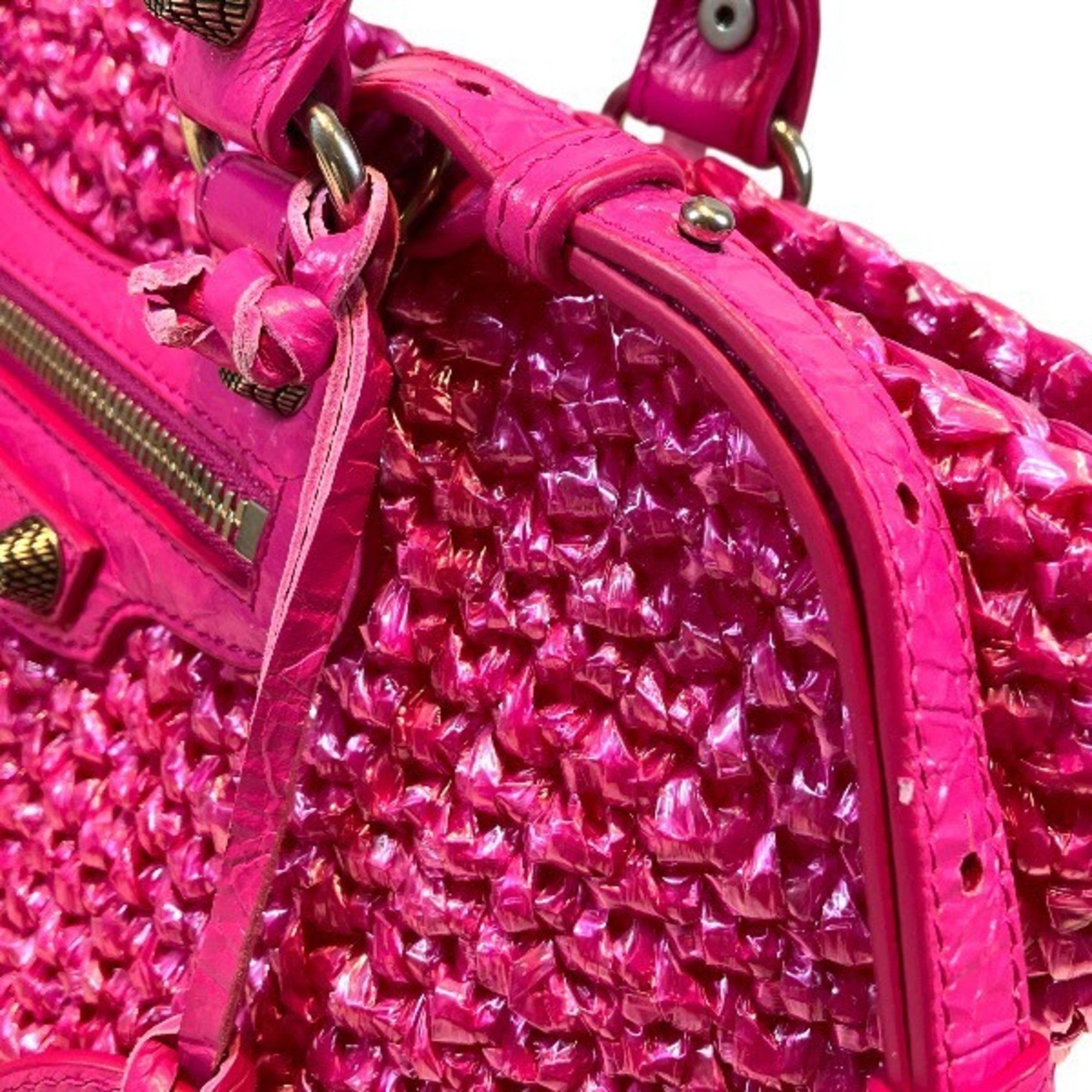 Balenciaga Pink Nylon Handbag Shoulder Bag (Pre-Owned)