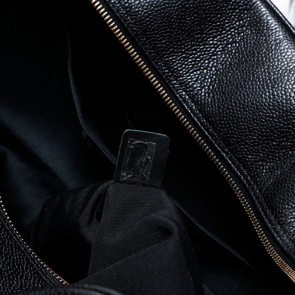 Chanel Matelasse Black Grained Calfskin Boston Bag (Pre-Owned)