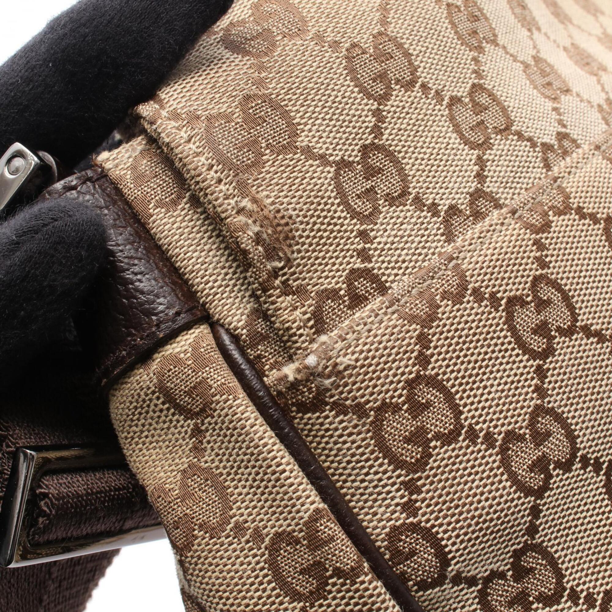 Gucci Beige Brown Canvas Leather Handbag Shoulder Bag (Pre-Owned)