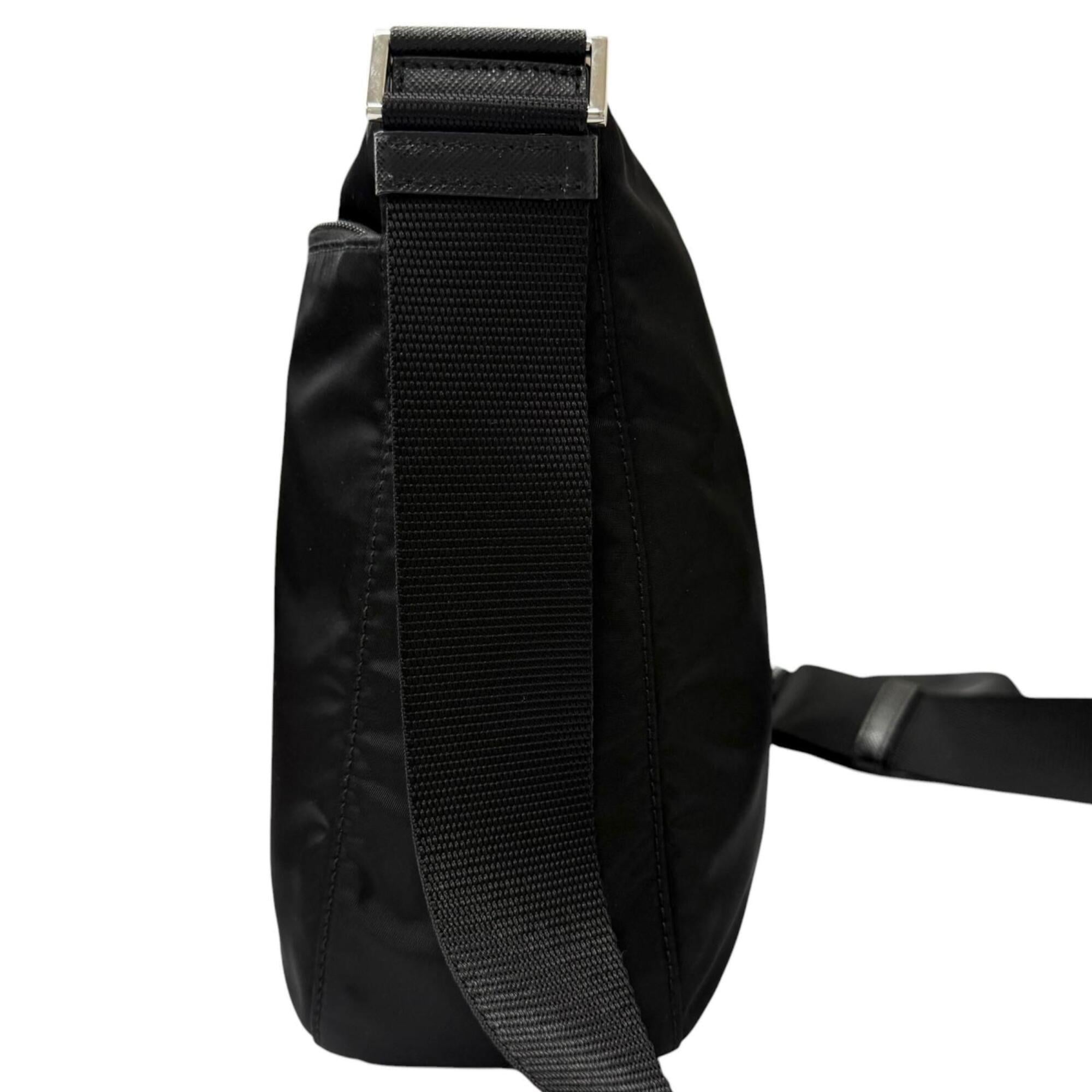 Prada Black Nylon Leather Pouch Shoulder Bag (Pre-Owned)