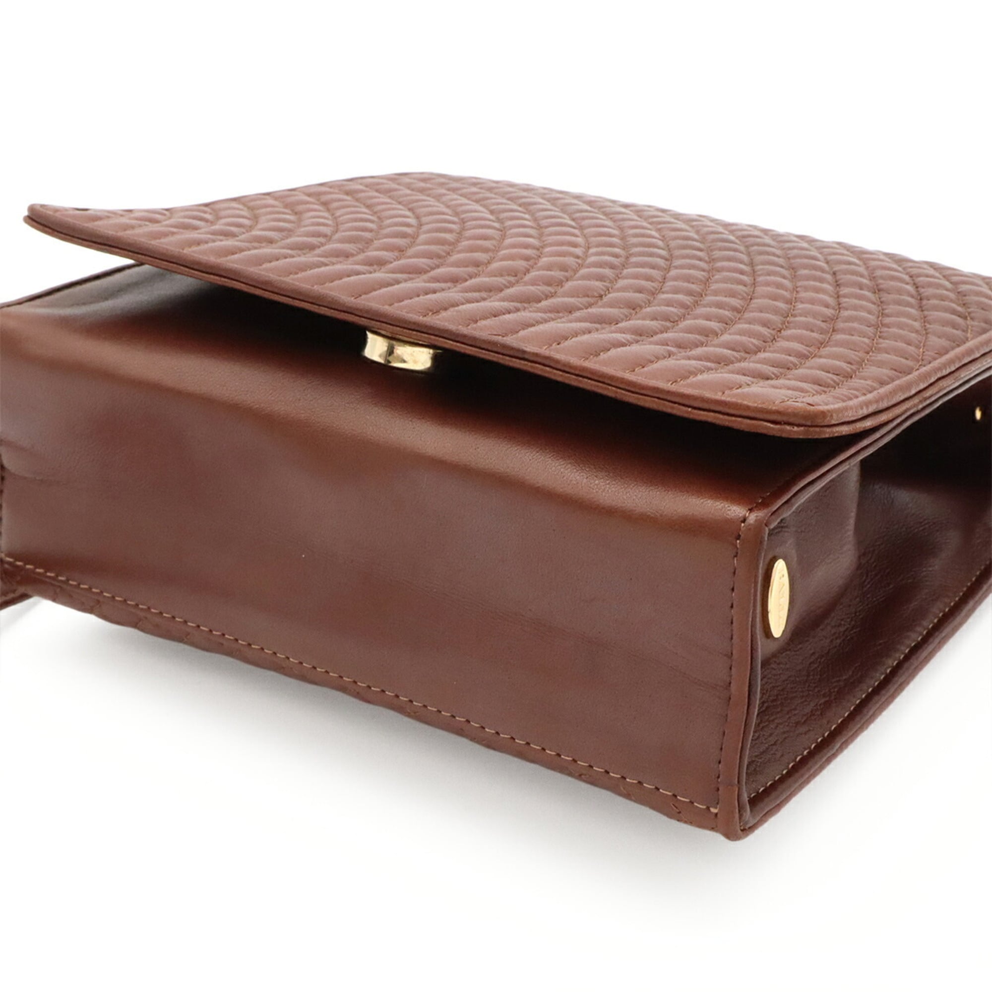 Bally Brown Leather Handbag Pochette Shoulder Bag (Pre-Owned)