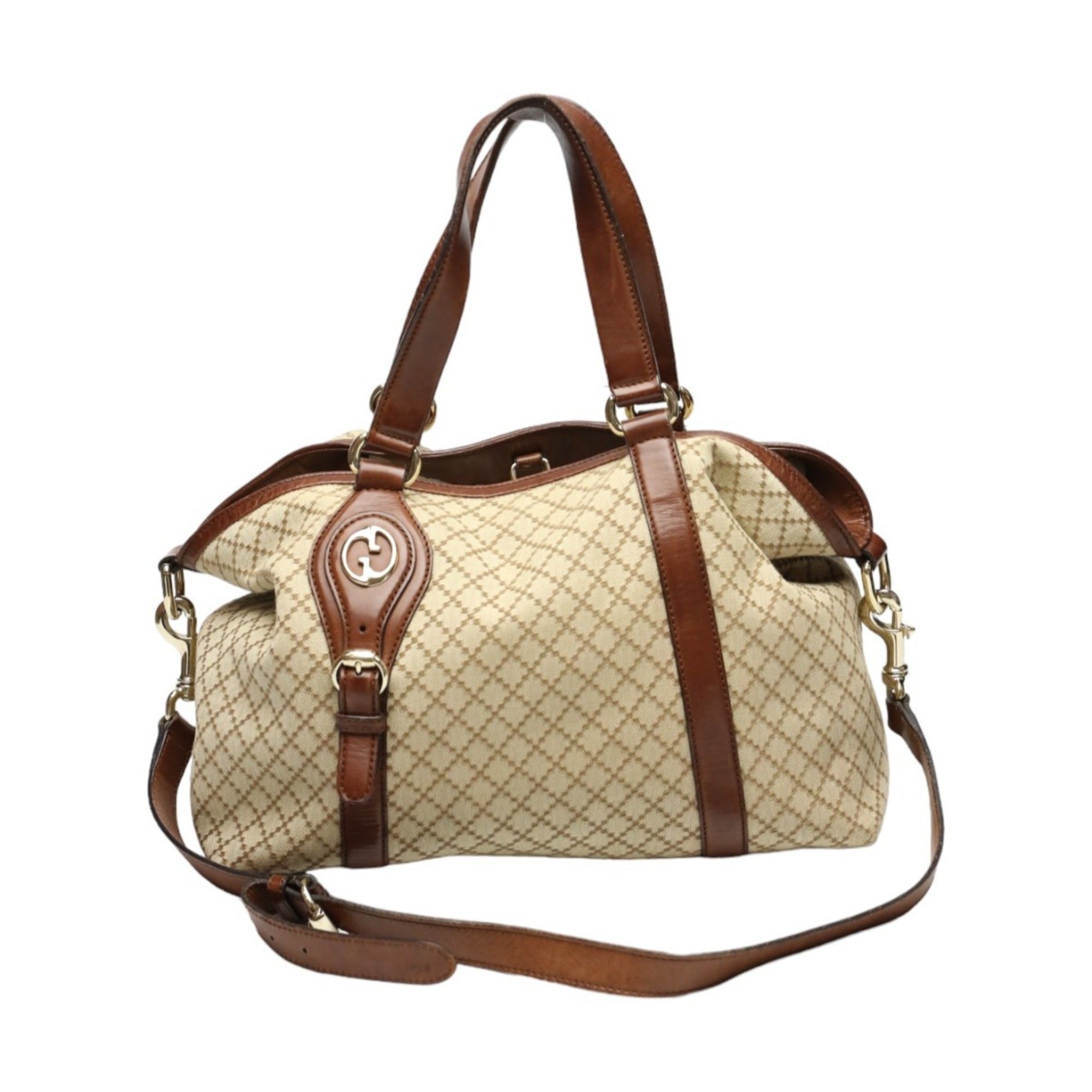Gucci Brown Canvas Shoulder Bag Tote Bag (Pre-Owned)