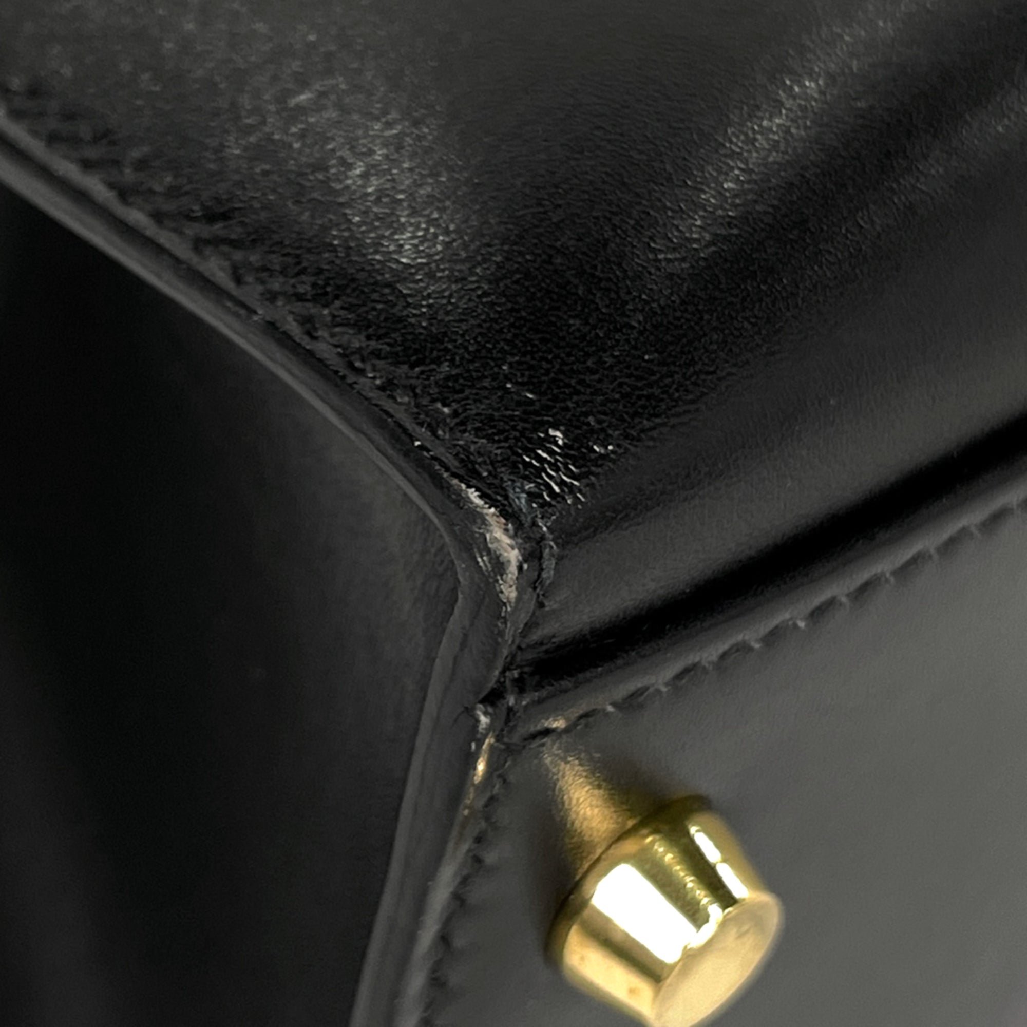 Hermes Black Box Calf Leather Handbag (Pre-Owned)