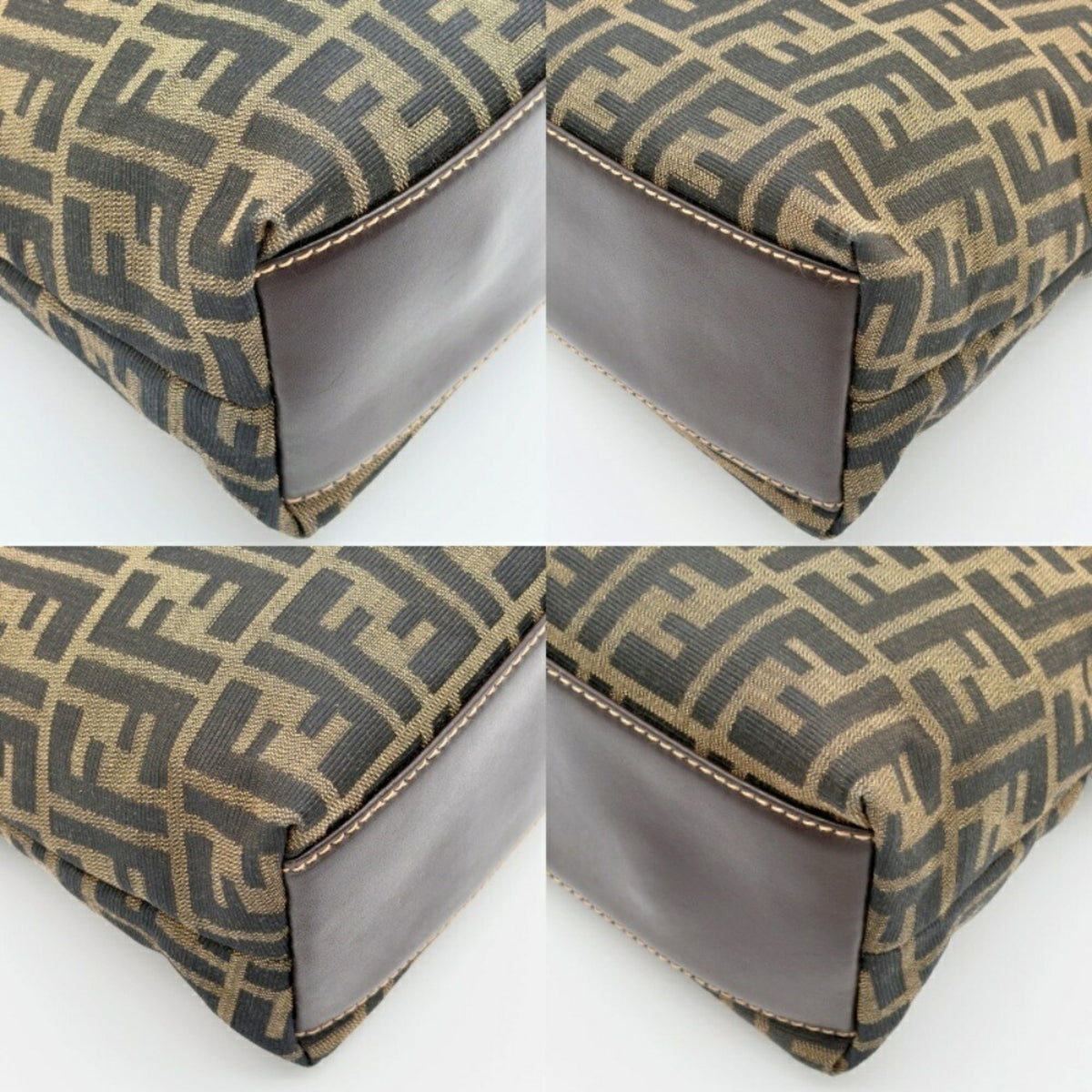 Fendi Brown Canvas Leather Shoulder Bag (Pre-Owned)