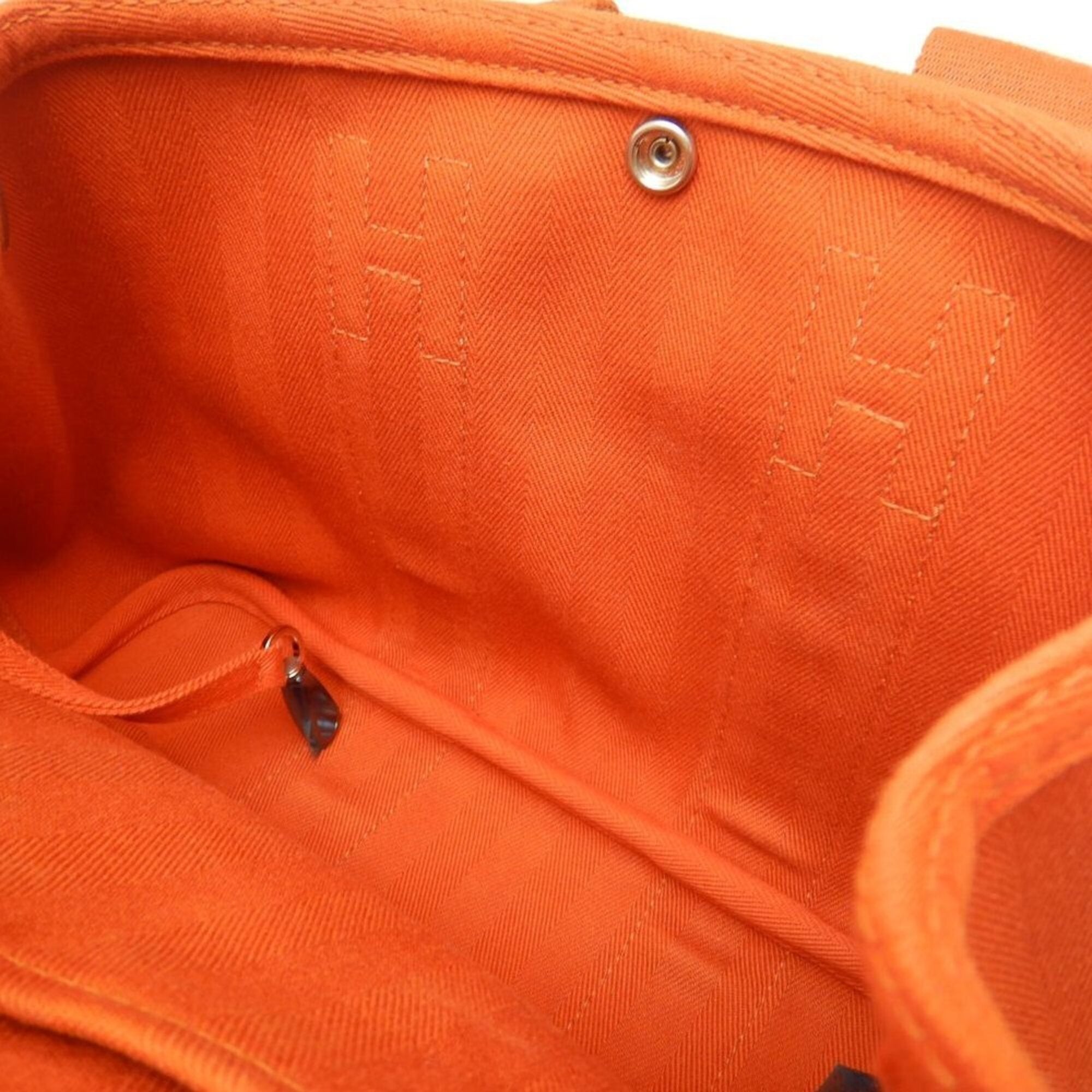 Hermes Orange Toile Chevron Leather Handbag (Pre-Owned)