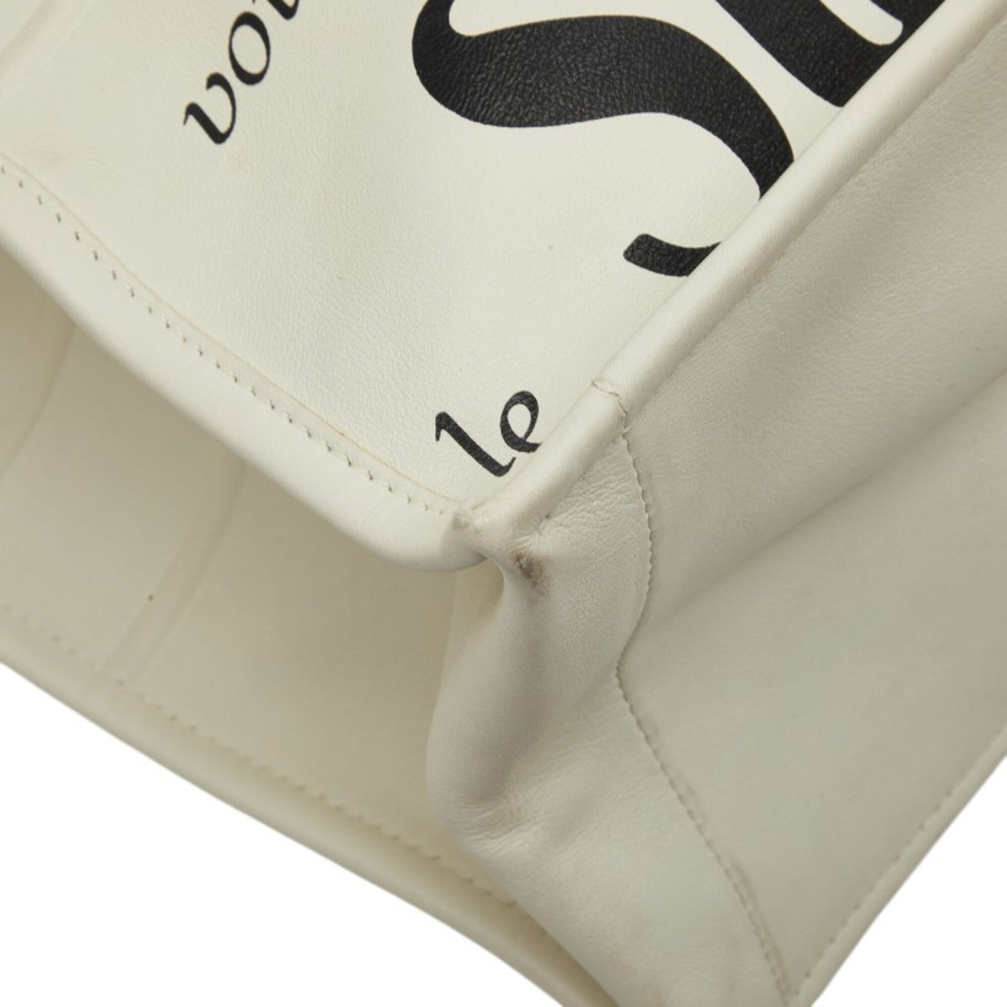 Christian Dior Black White Leather Handbag Tote Bag (Pre-Owned)