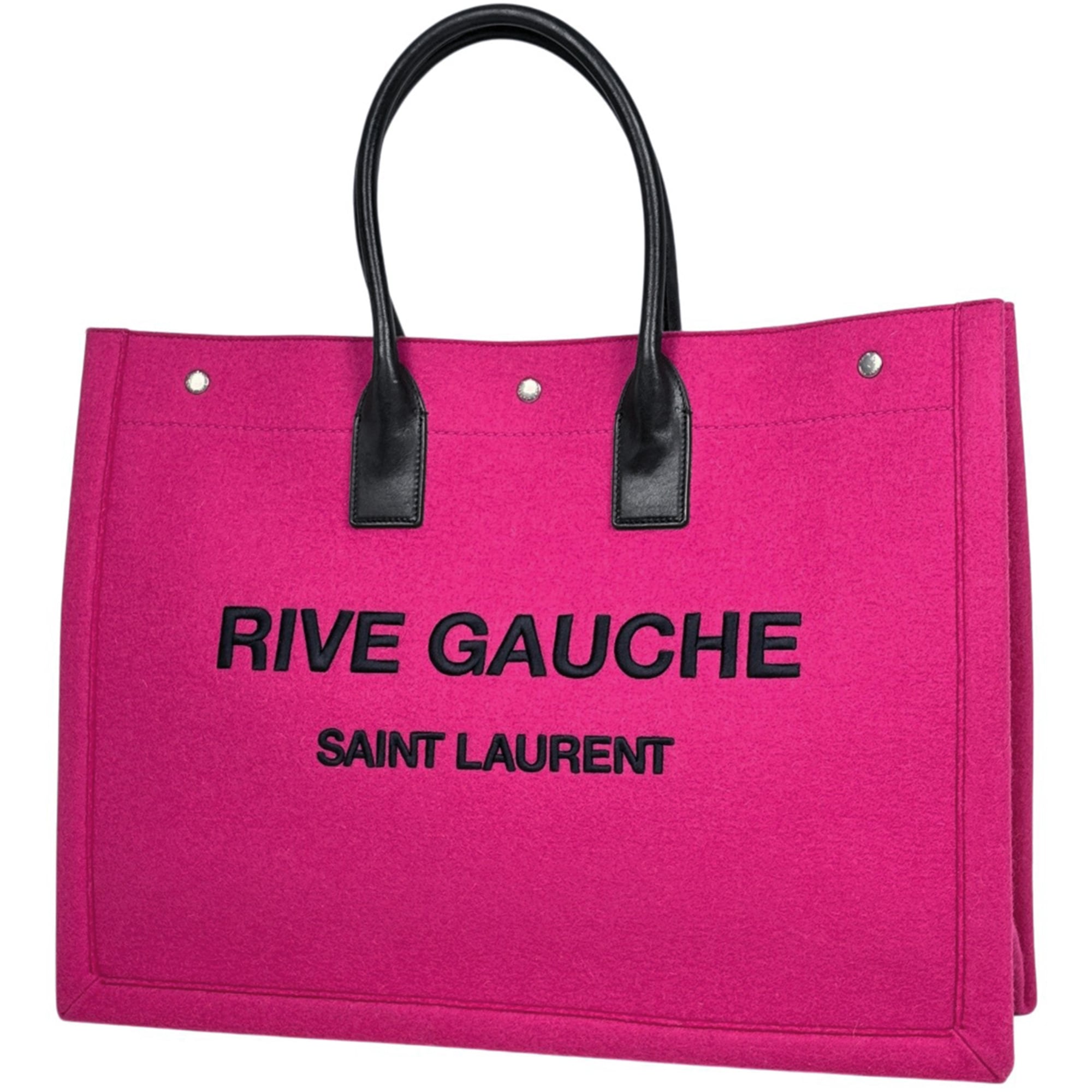 Saint Laurent Black Pink Felt Leather Tote Bag (Pre-Owned)