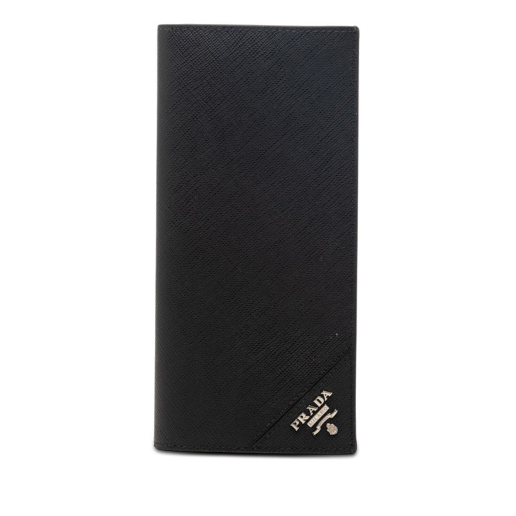 Prada Black Leather Long Wallet (Bi-Fold) (Pre-Owned)