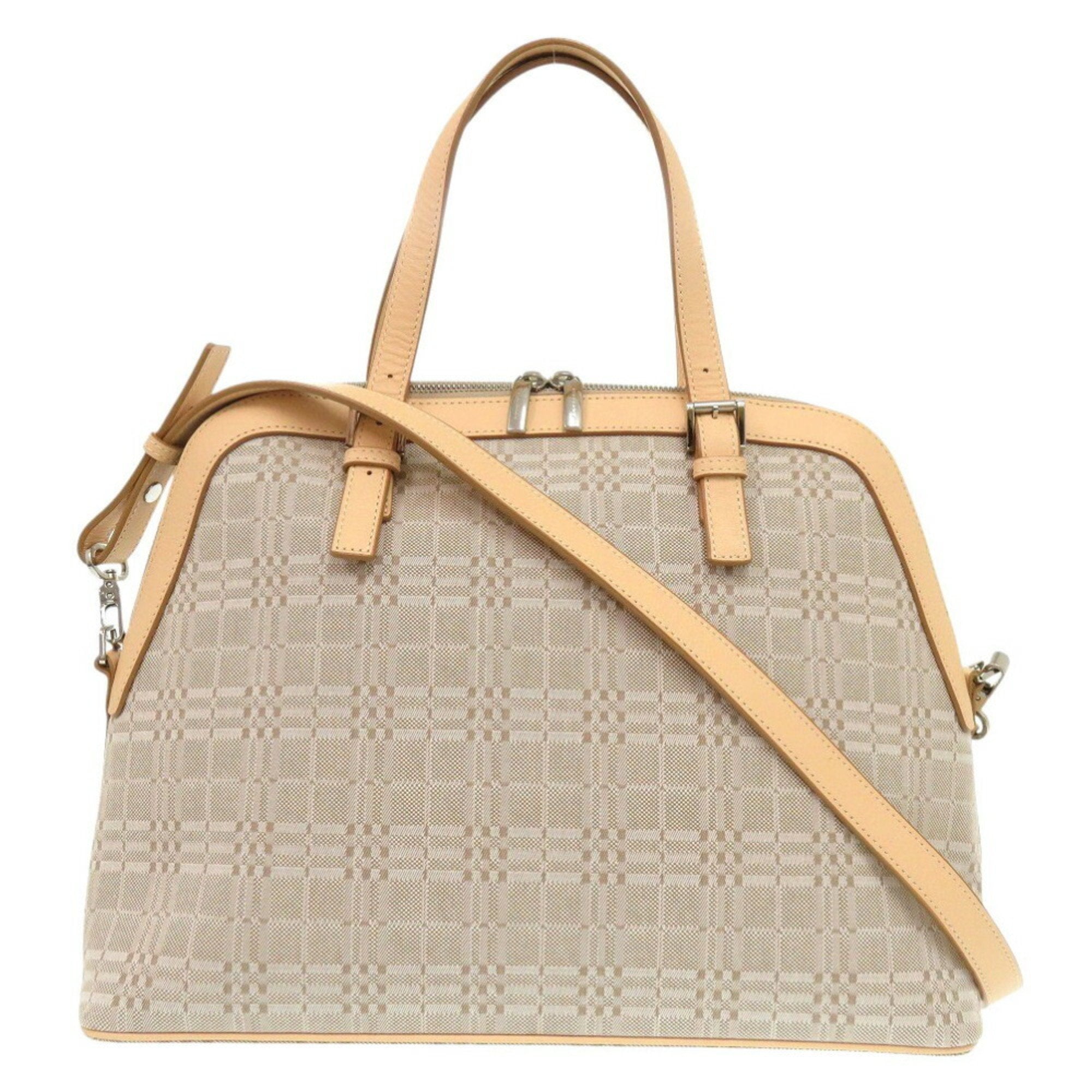 Burberry Beige Canvas Leather Handbag (Pre-Owned)