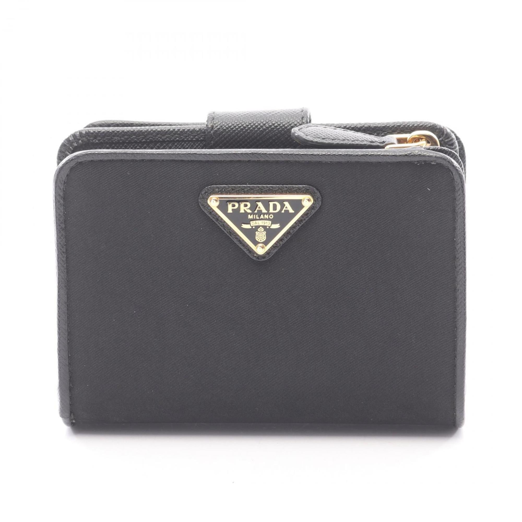 Prada Black Leather Nylon Canvas Wallet (Bi-Fold) (Pre-Owned)