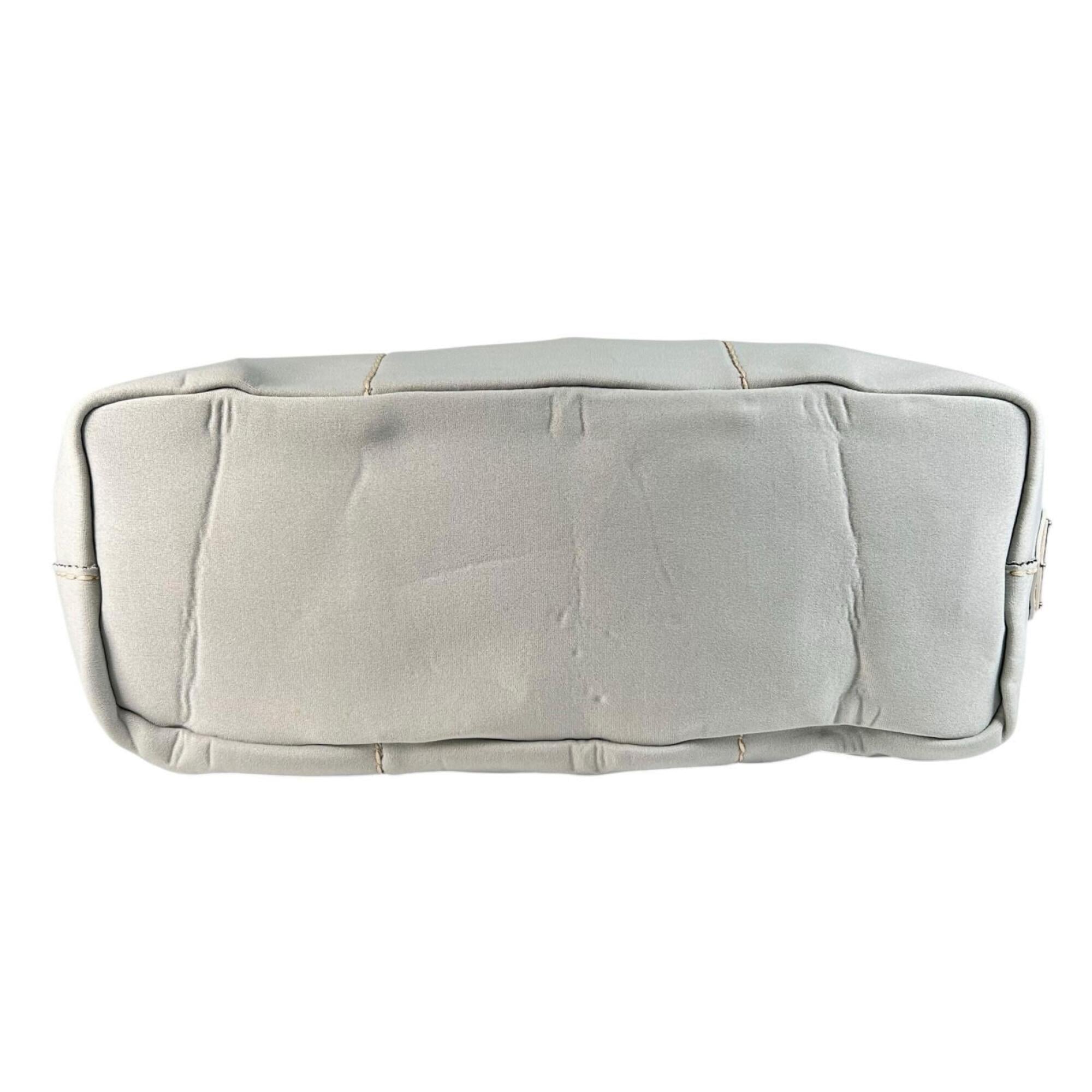 Prada Gray Leather Neoprene Tote Bag (Pre-Owned)