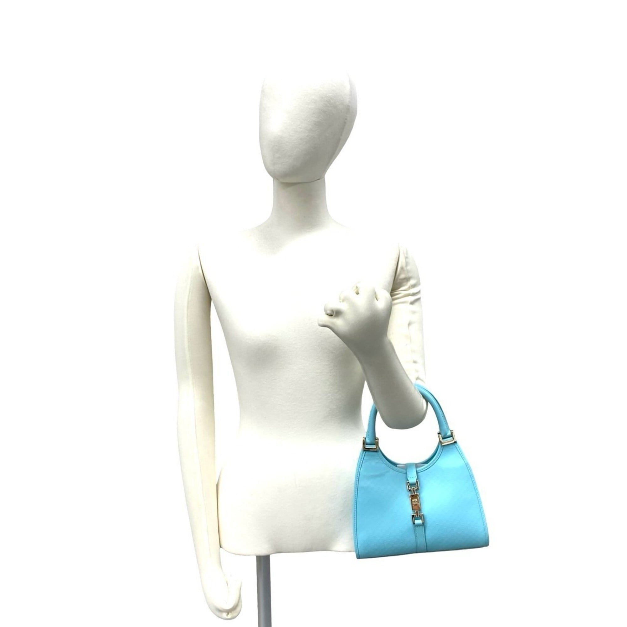 Gucci Blue Leather Handbag Tote Bag (Pre-Owned)