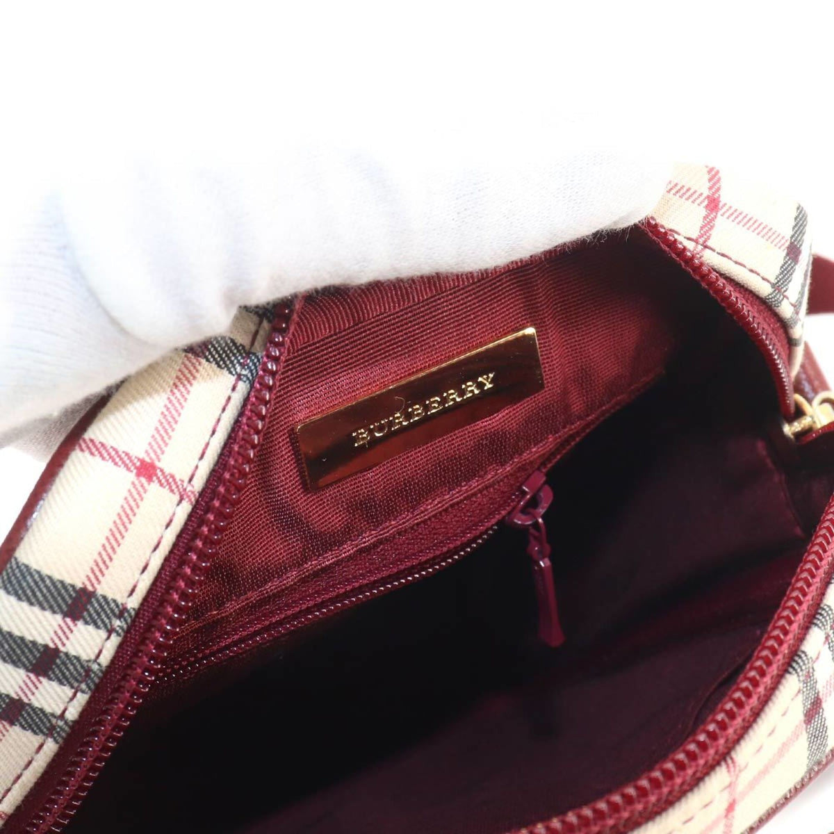 Burberry Beige Bordeaux Canvas Leather Shoulder Bag (Pre-Owned)