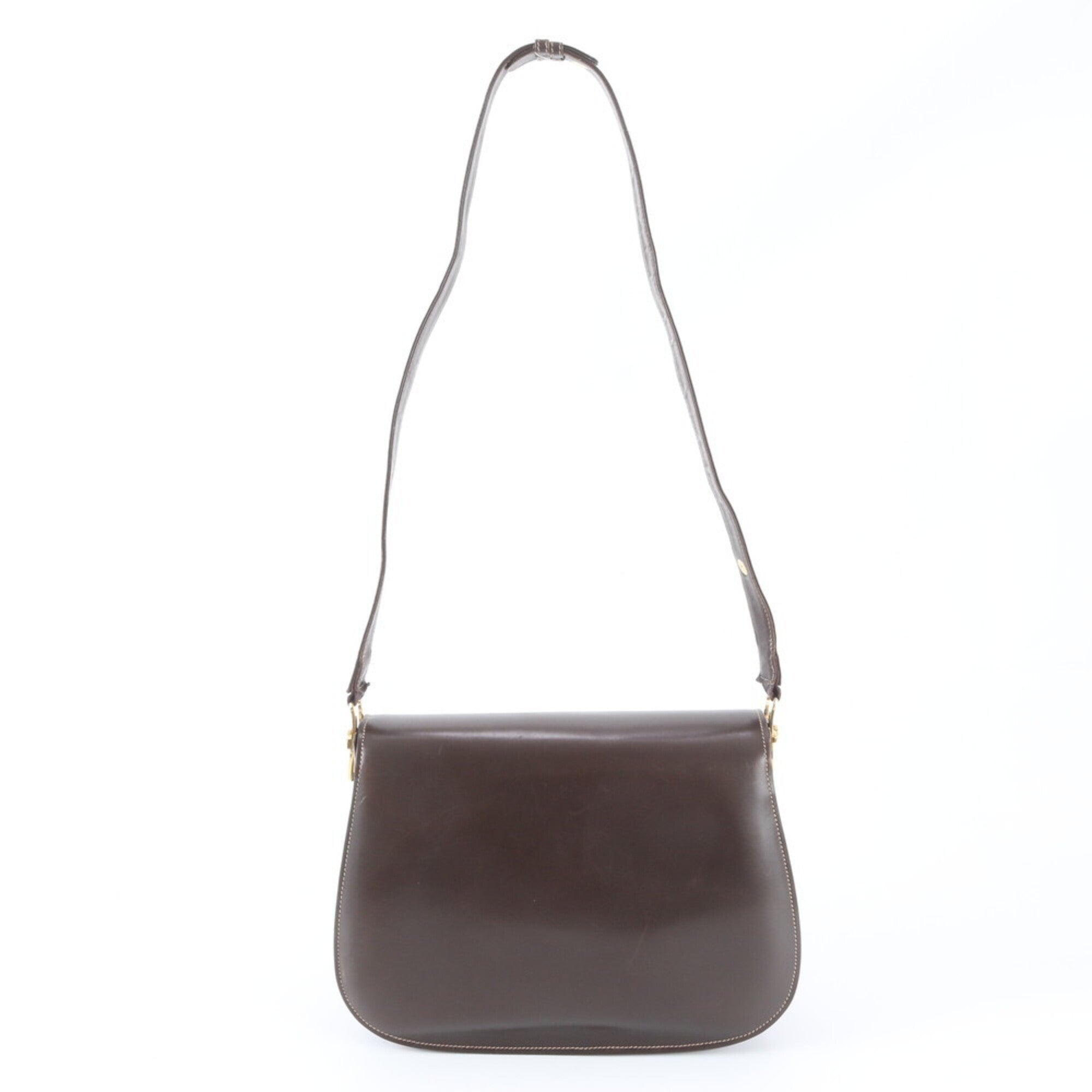 Gucci Dark Brown Leather Handbag Shoulder Bag Tote Bag (Pre-Owned)